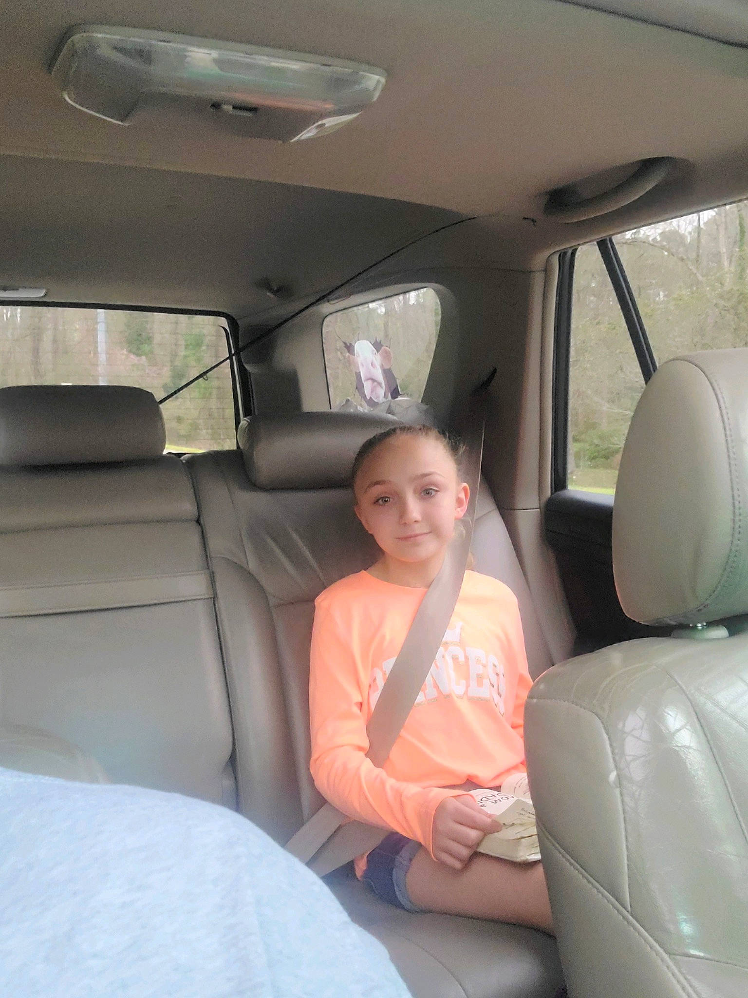 Nikki is registered to the contest to win money with this photo: auto_part, automotive_design, automotive_exterior, car, car_seat, car_seat_cover, comfort, family_car, head_restraint, joy, luxury_vehicle, mid_size_car, motor_vehicle, person, personal_luxury_car, plant, seat_belt, sitting, tree, vehicle