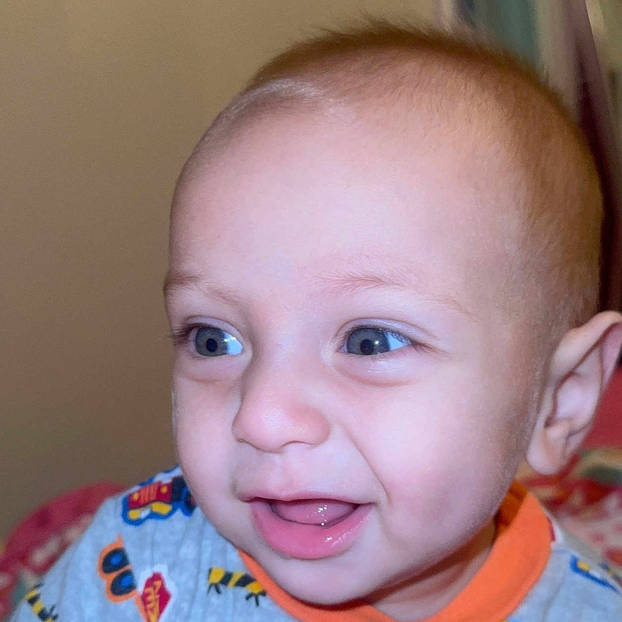 Liam Daniel Socorro is registered to the contest to win money with this photo: baby, cheeks, child, closeup, clothing, cute, expression, eyes, face, happy, head, indoors, infant, mouth, pajamas, person, portrait, skin, smiling, young