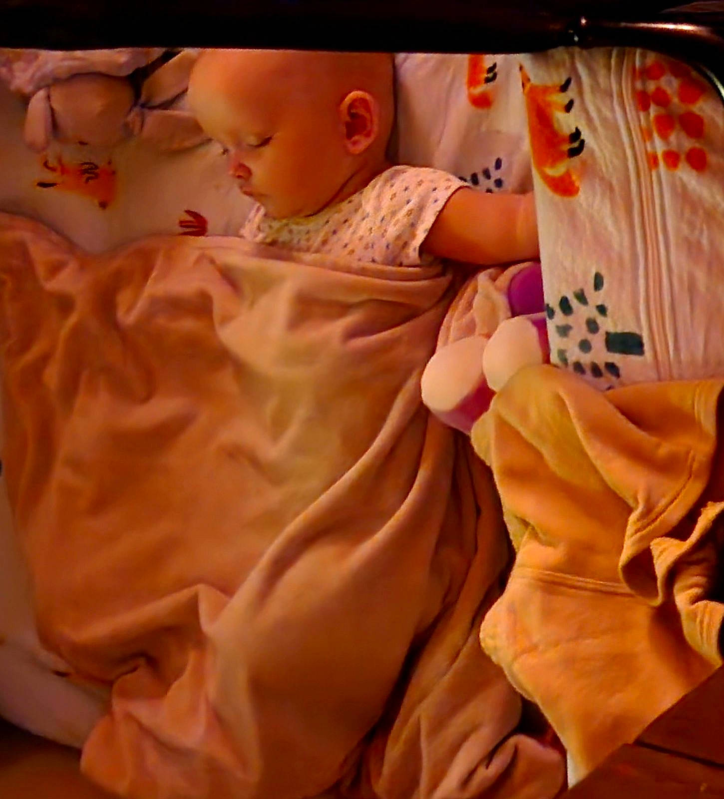 baby, bedding, blanket, child, comfort, cozy, crib, cute, fabric, head, indoors, infant, peaceful, person, plush_toy, portrait, rest, sleeping, soft, warm