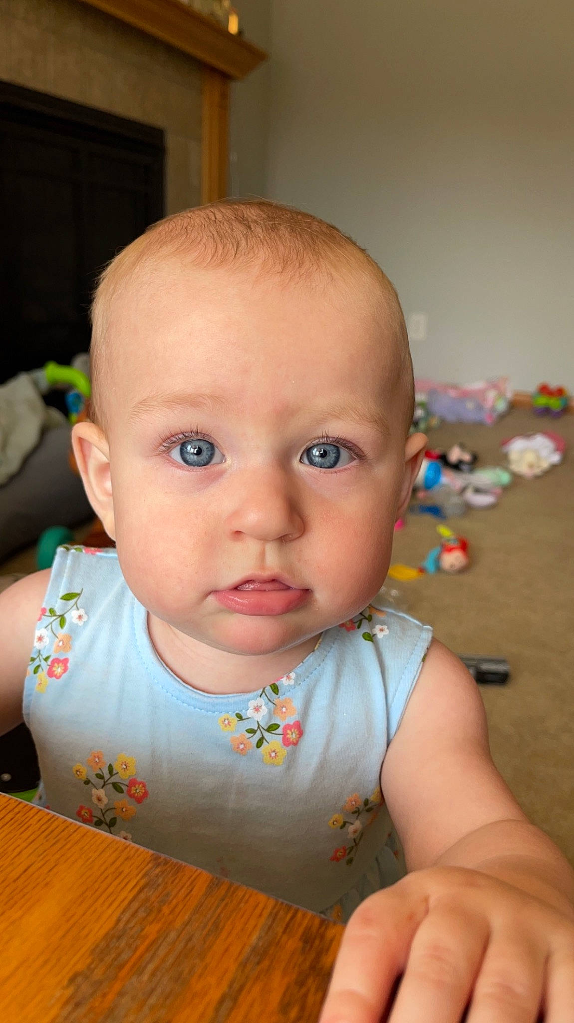Georgia joined the competition — help win amazing prizes! baby, baby_toddler_clothing, beauty, cheek, child, crawling, facial_expression, flooring, fun, happy, iris, lip, mouth, nose, people, person, sitting, skin, toddler, tummy_time