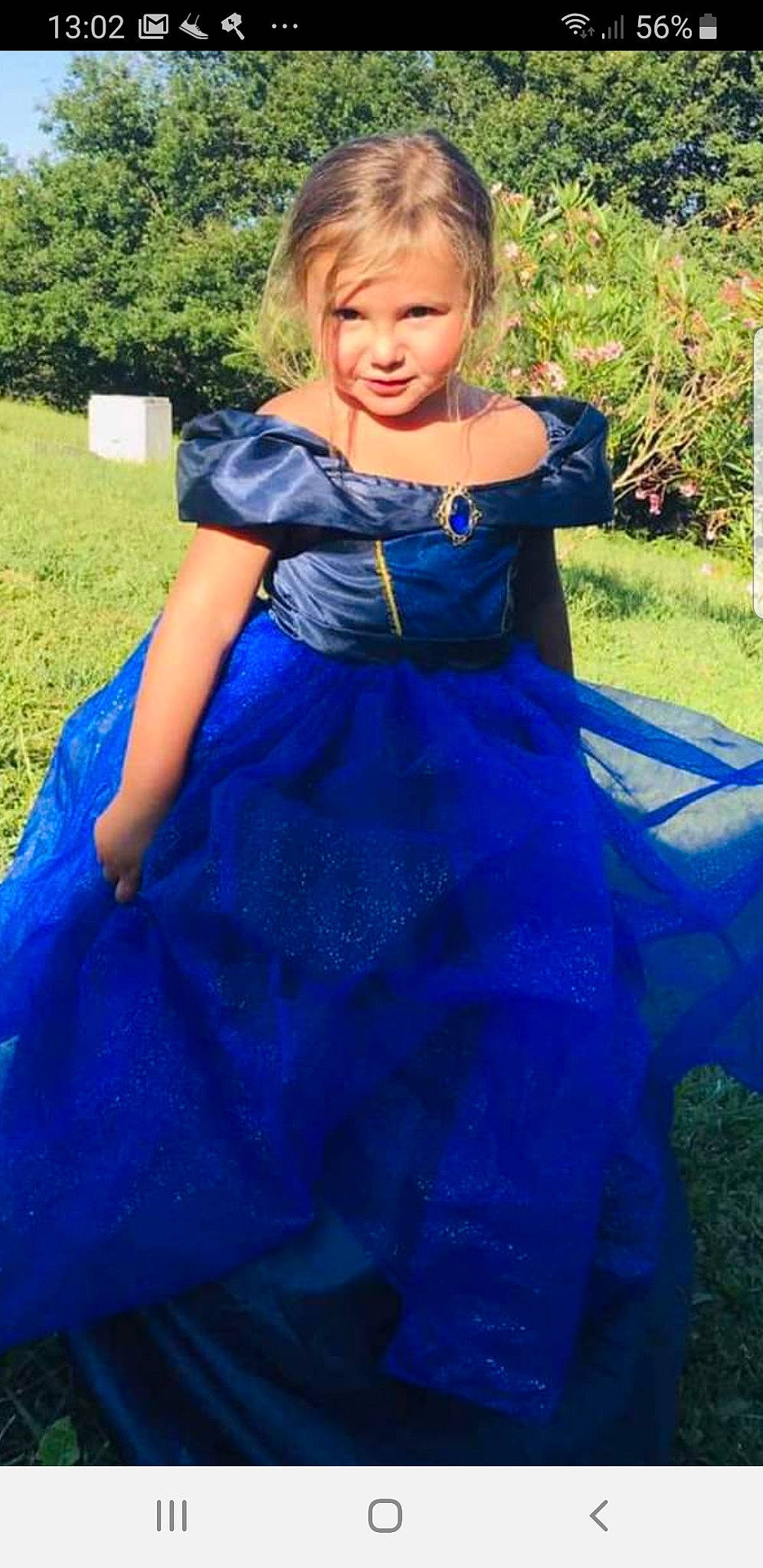 Cloé a rejoint le concours — aidez-le/la à gagner de superbes lots ! baby_toddler_clothing, blue, bridal_party_dress, day_dress, dress, electric_blue, eye, face, formal_wear, fun, gown, grass, happy, iris, one_piece_garment, person, plant, shoulder, smile, toddler