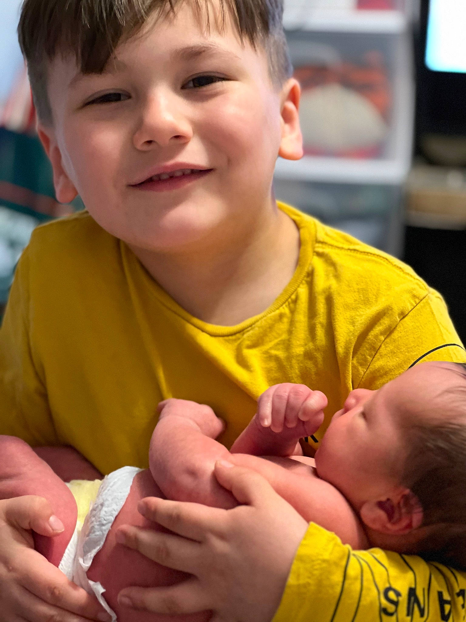 Brandon joined the competition — help win amazing prizes! baby, cheek, chin, facial_expression, finger, fun, gesture, hand, happy, head, joy, mammal, mouth, nose, organ, person, skin, smile, television, thumb