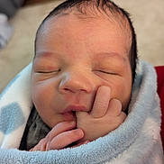 Ezekiel joined the competition — help win amazing prizes! newborn, baby, infant, sleeping, blanket, wrapped, cute, face, hand, fingers, skin, closeup, soft, cozy, peaceful, indoors, portrait, child, young, resting