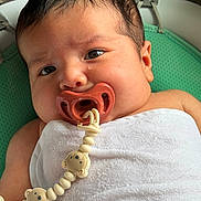 Thiago joined the competition — help win amazing prizes! baby, baby_gear, bare_arms, blanket, child, close_up, eyes_open, face, green_seat, indoors, infant, lying_down, pacifier, pacifier_clip, photography, portrait, sitting, sleepy, wet_hair, white_towel