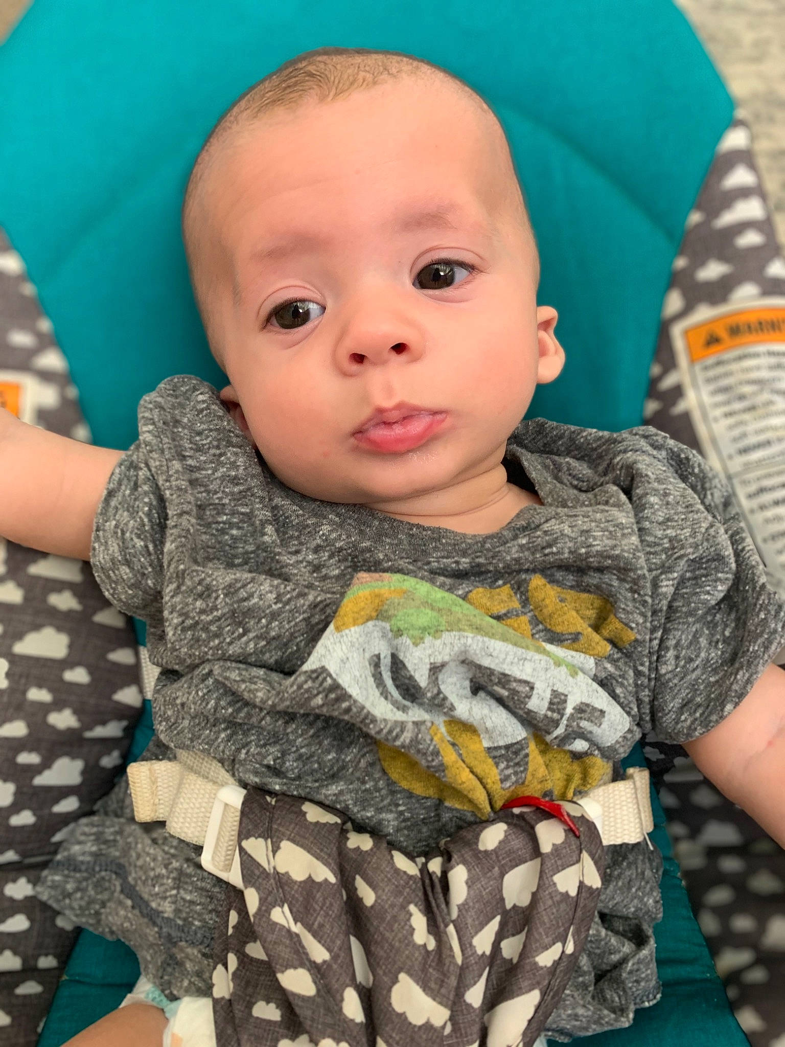 Leland joined the competition — help win amazing prizes! baby, baby_toddler_clothing, blue, cap, cheek, child, cool, dress, eye, face, hairstyle, head, iris, organ, outerwear, person, skin, sleeve, t_shirt, textile