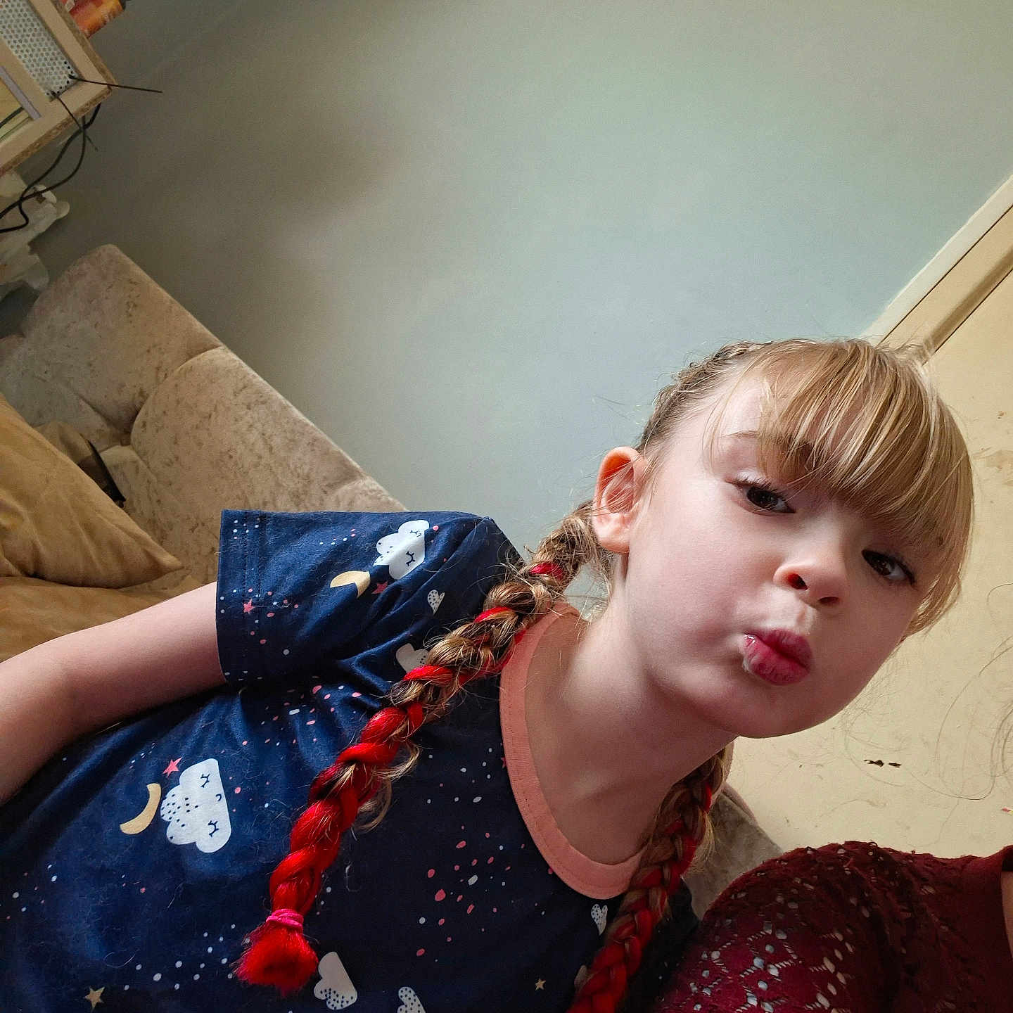 Lexi-Jane joined the competition — help win amazing prizes! architecture, bodypart, braid, building, child, clothing, couch, dress, face, female, finger, furniture, girl, hair, hand, head, indoors, person, photography, portrait