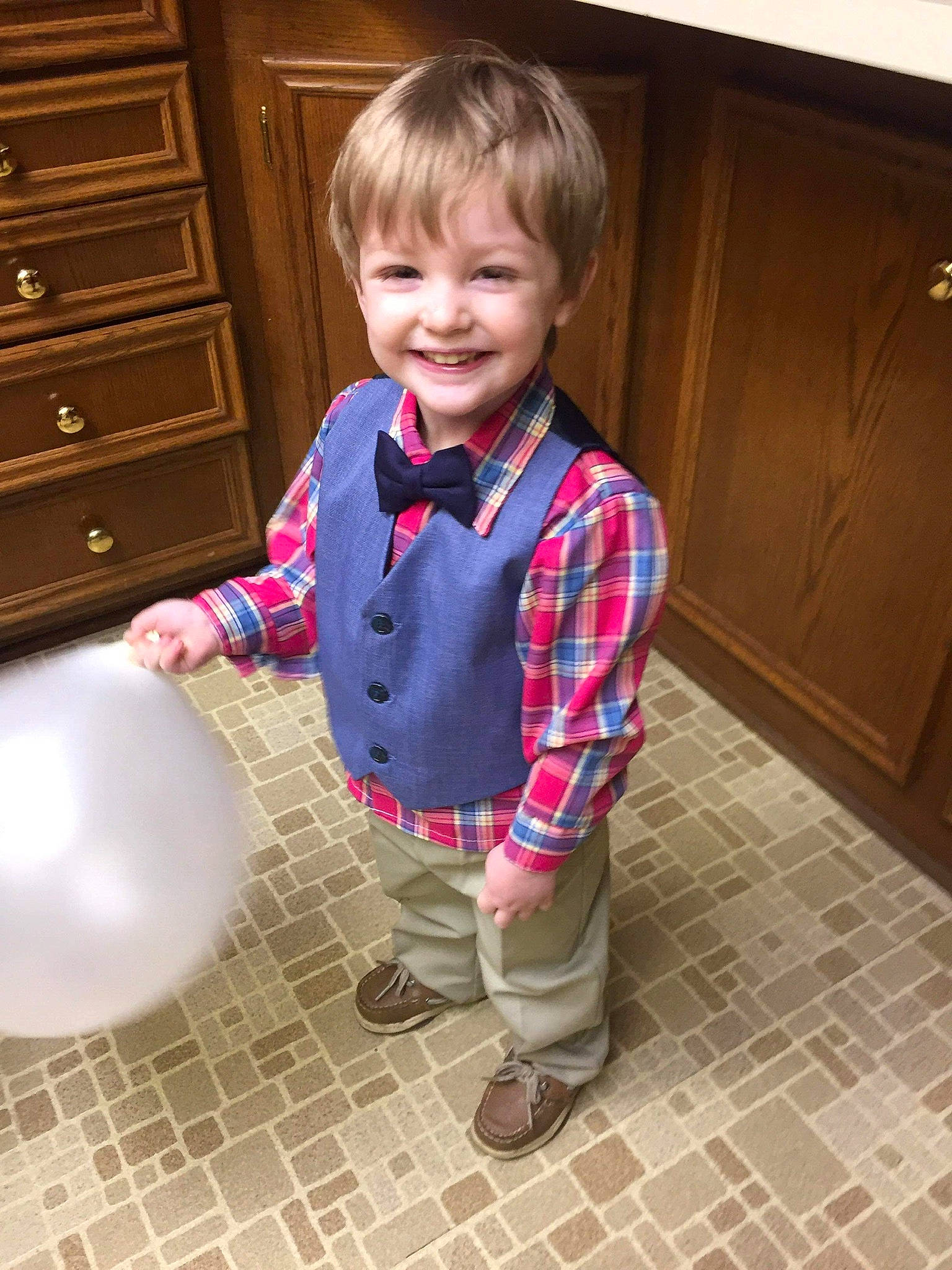 Abel joined the competition — help win amazing prizes! baby_toddler_clothing, balloon, cabinetry, chest, chest_of_drawers, chiffonier, child, cupboard, drawer, dresser, ear, filing_cabinet, joy, laugh, mouth, party_supply, person, standing, toddler, varnish