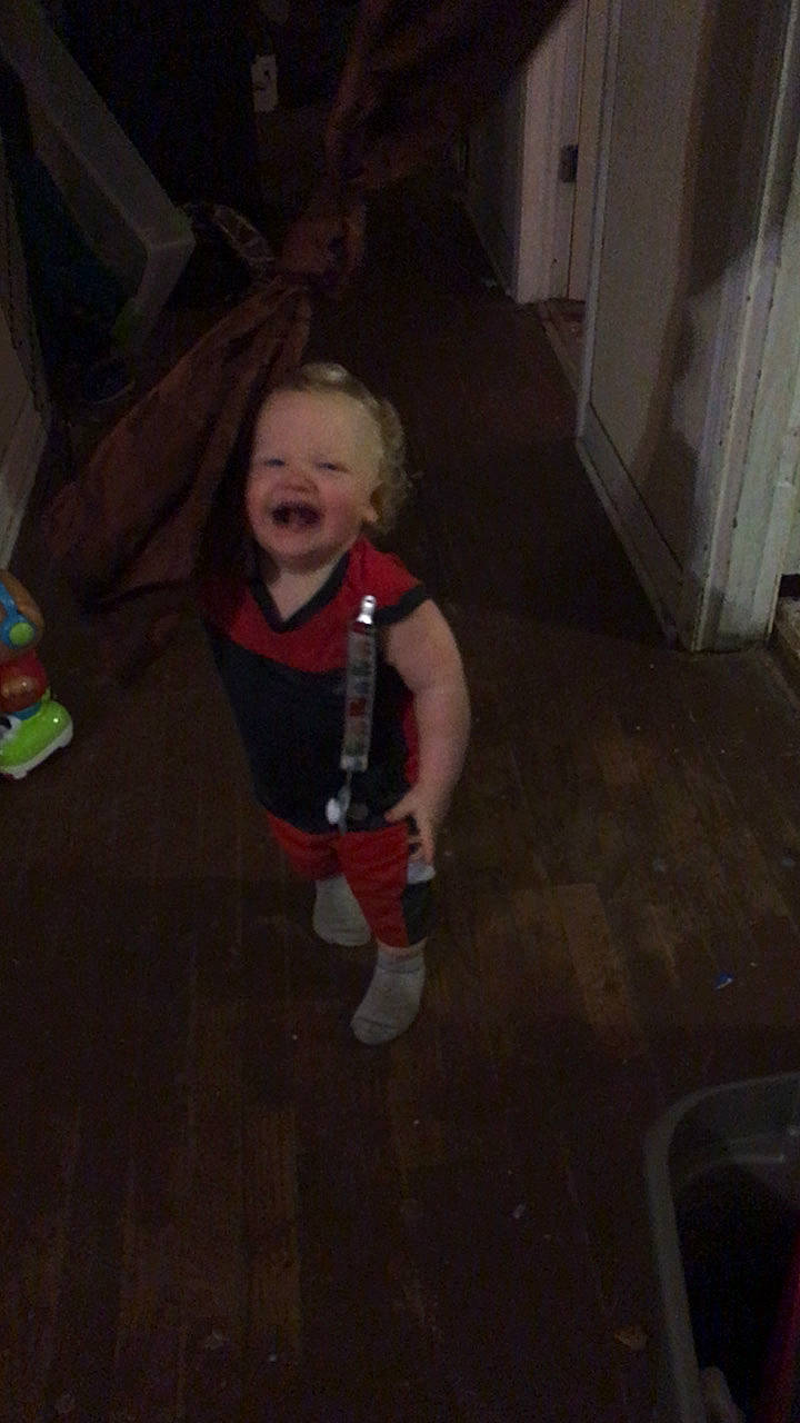 Tarek joined the competition — help win amazing prizes! baby, baby_toddler_clothing, black, cheek, child, door, elbow, facial_expression, floor, flooring, fun, human_body, mouth, organ, person, photograph, product, standing, toddler, tooth