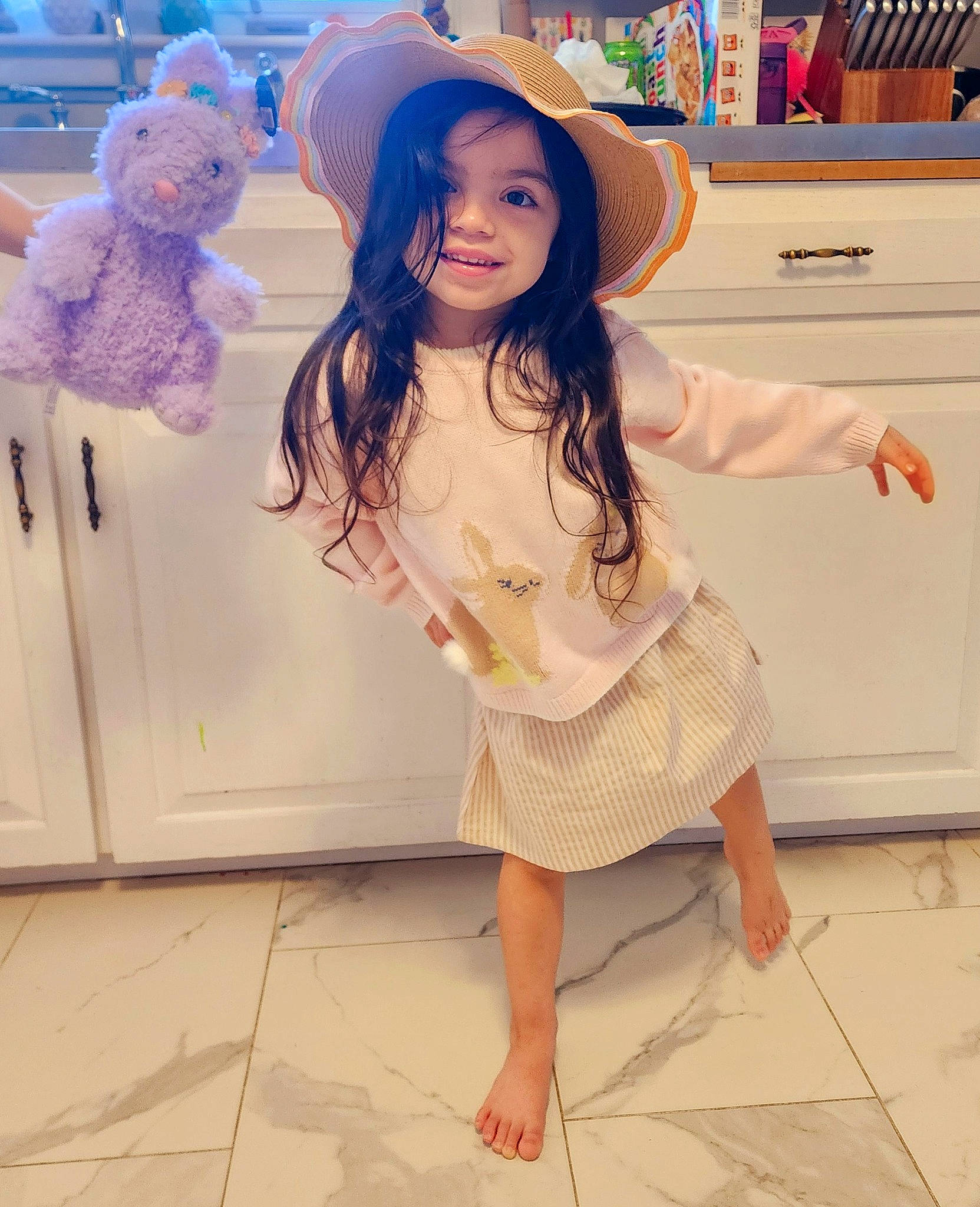 Kenzie joined the competition — help win amazing prizes! abdomen, cap, child, cowboy_hat, fashion_design, fedora, flooring, fun, hairstyle, happy, hat, headgear, human_leg, joy, long_hair, person, sleeve, sun_hat, textile, thigh