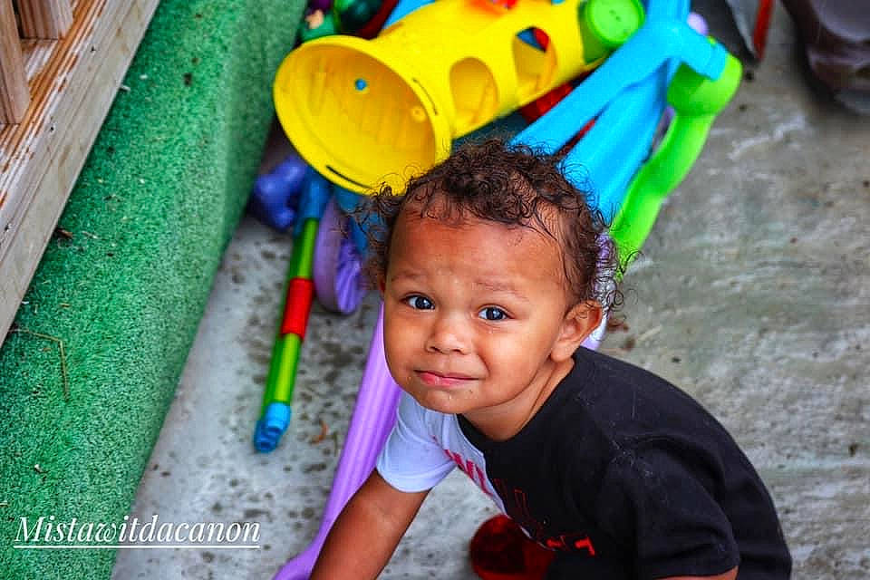 Lonnell Jr joined the competition — help win amazing prizes! baby, child, fun, happy, headgear, leisure, person, play, smile, toddler, yellow