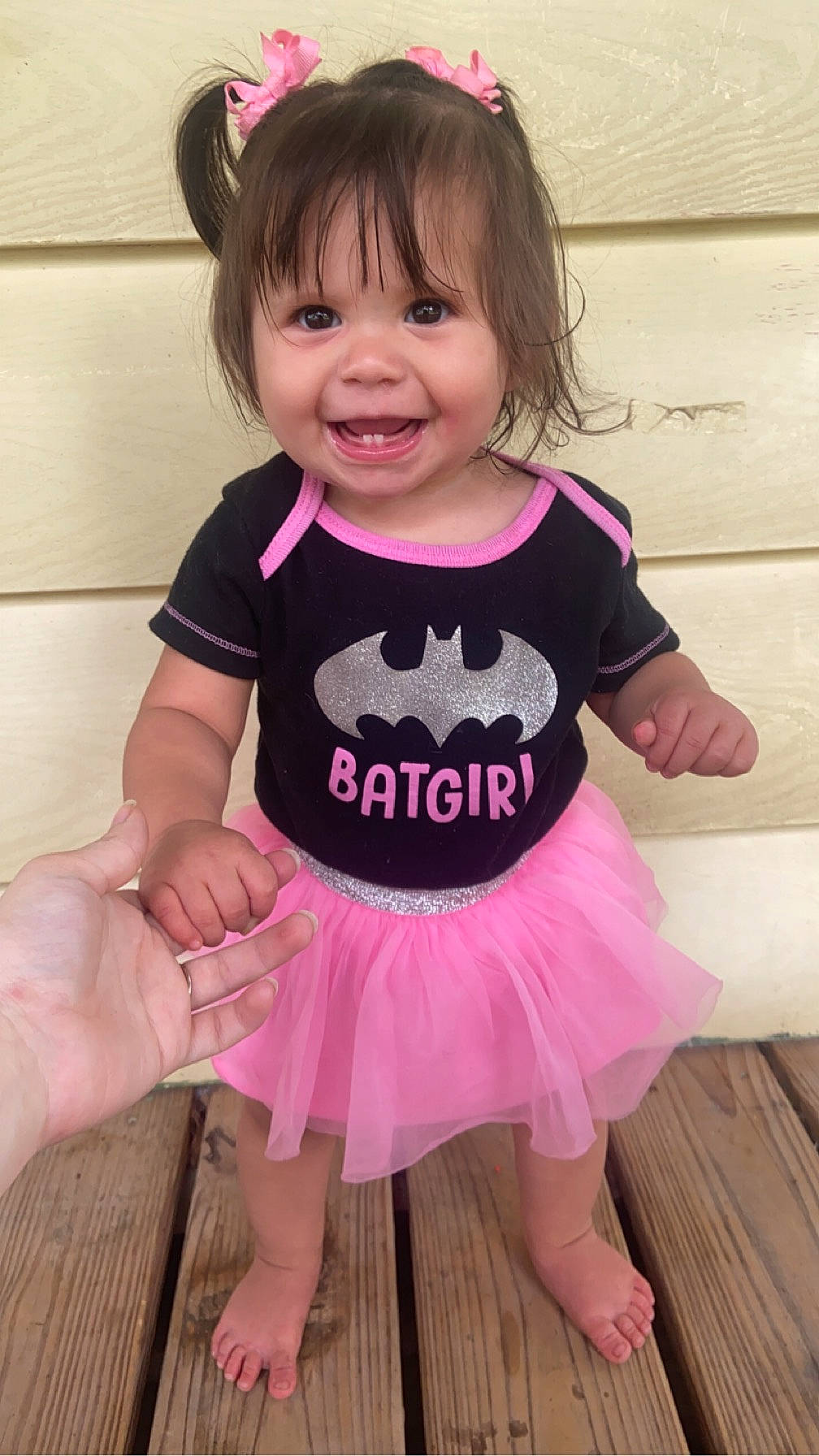 Adaliena is registered to the contest to win money with this photo: baby_toddler_clothing, ballet_tutu, cheek, child, facial_expression, fashion_accessory, happy, human_leg, joy, leg, magenta, pattern, person, pink, purple, skin, sleeve, smile, sportswear, t_shirt