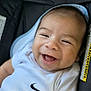 Juan joined the competition — help win amazing prizes! baby, smiling, infant, white_onesie, nike_logo, car_seat, happy, face, skin, child, cute, clothing, sitting, closeup, portrait, young, joyful, baby_girl, baby_boy, infant_care