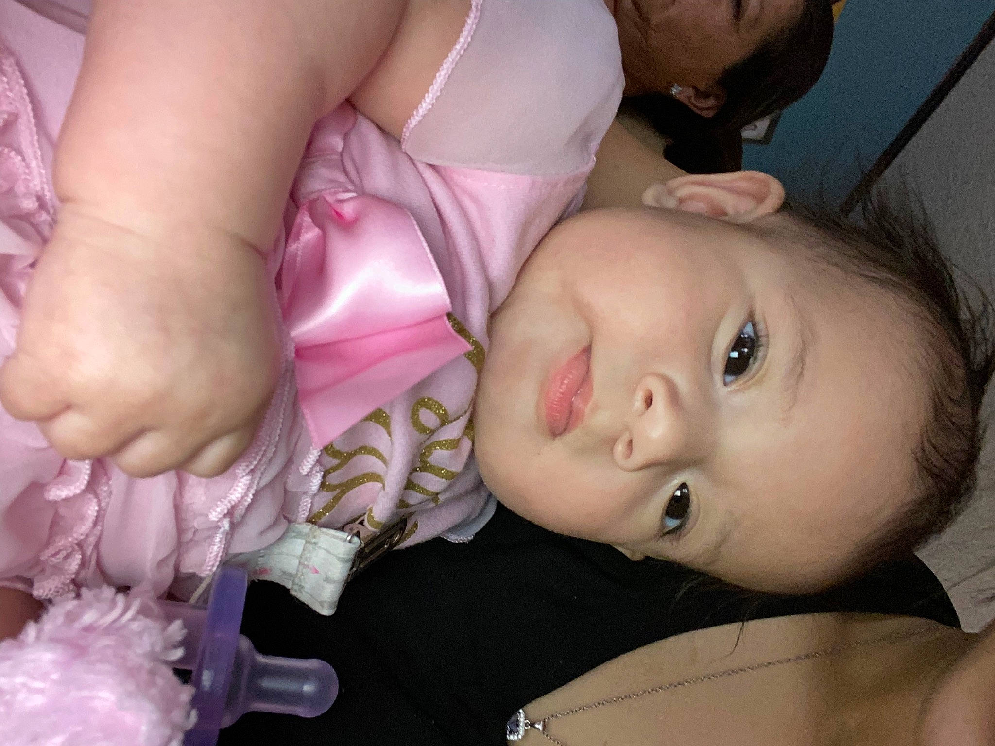 Viviana is registered to the contest to win money with this photo: baby, cheek, chest, child, eyebrow, eyelash, fun, gesture, happy, human, iris, jewellery, lip, mouth, nail, nose, person, pink, skin, toddler