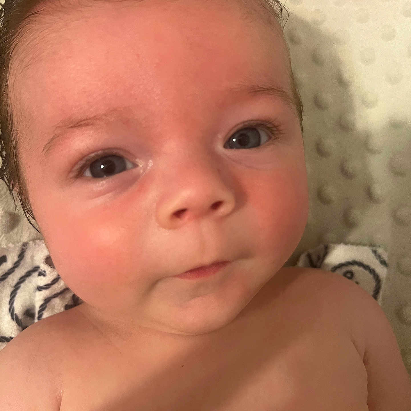 Aiden is registered to the contest to win money with this photo: baby, bodypart, ear, face, finger, frown, hand, happy, head, mouth, neck, newborn, person, photography, portrait, sad, selfie, shoulder, skin, smile