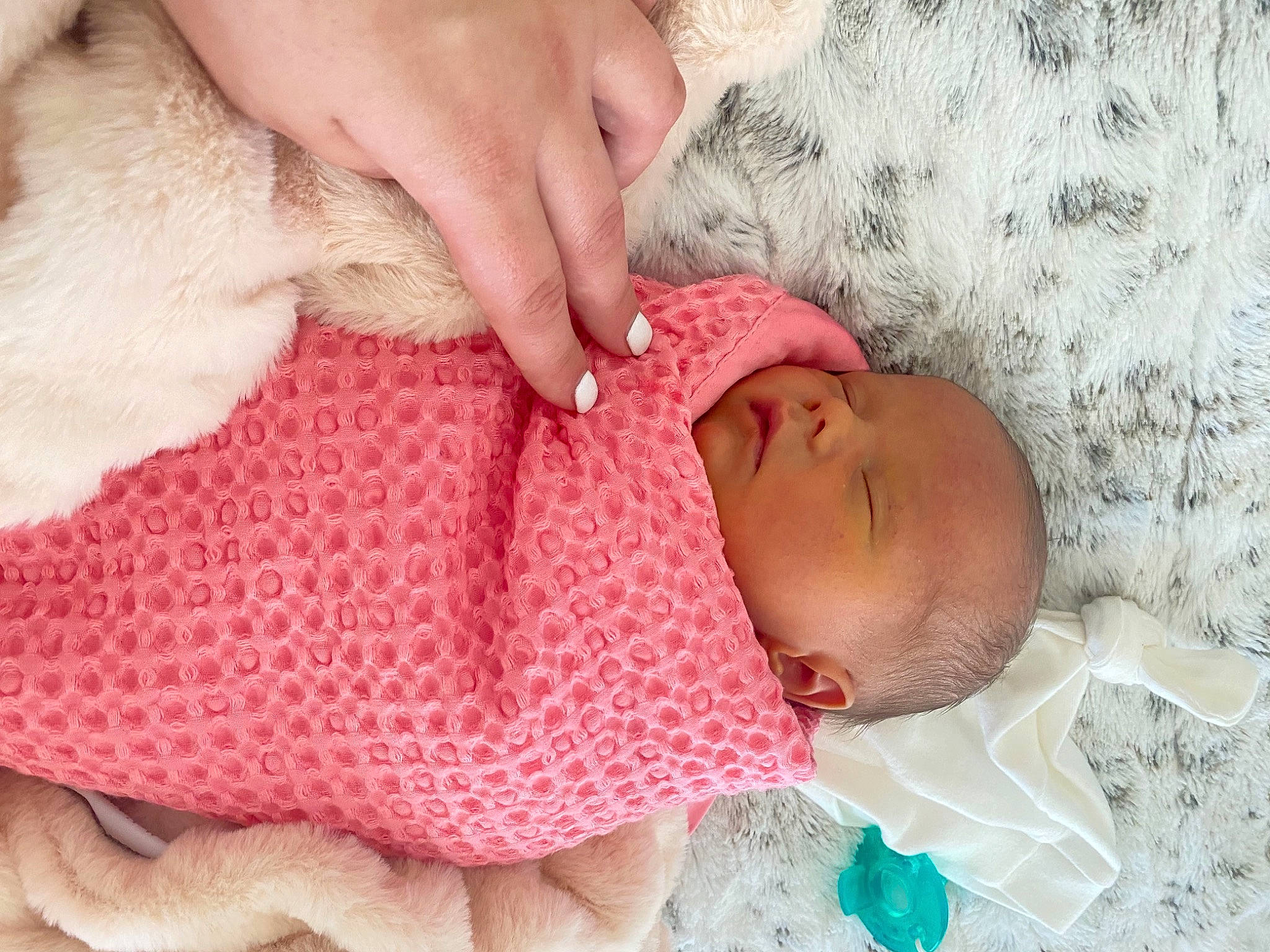 Tyleigh is registered to the contest to win money with this photo: baby, baby_sleeping, baby_toddler_clothing, comfort, finger, gesture, hand, head, linens, mammal, nail, organ, pattern, person, pink, product, skin, sleeve, textile, thumb