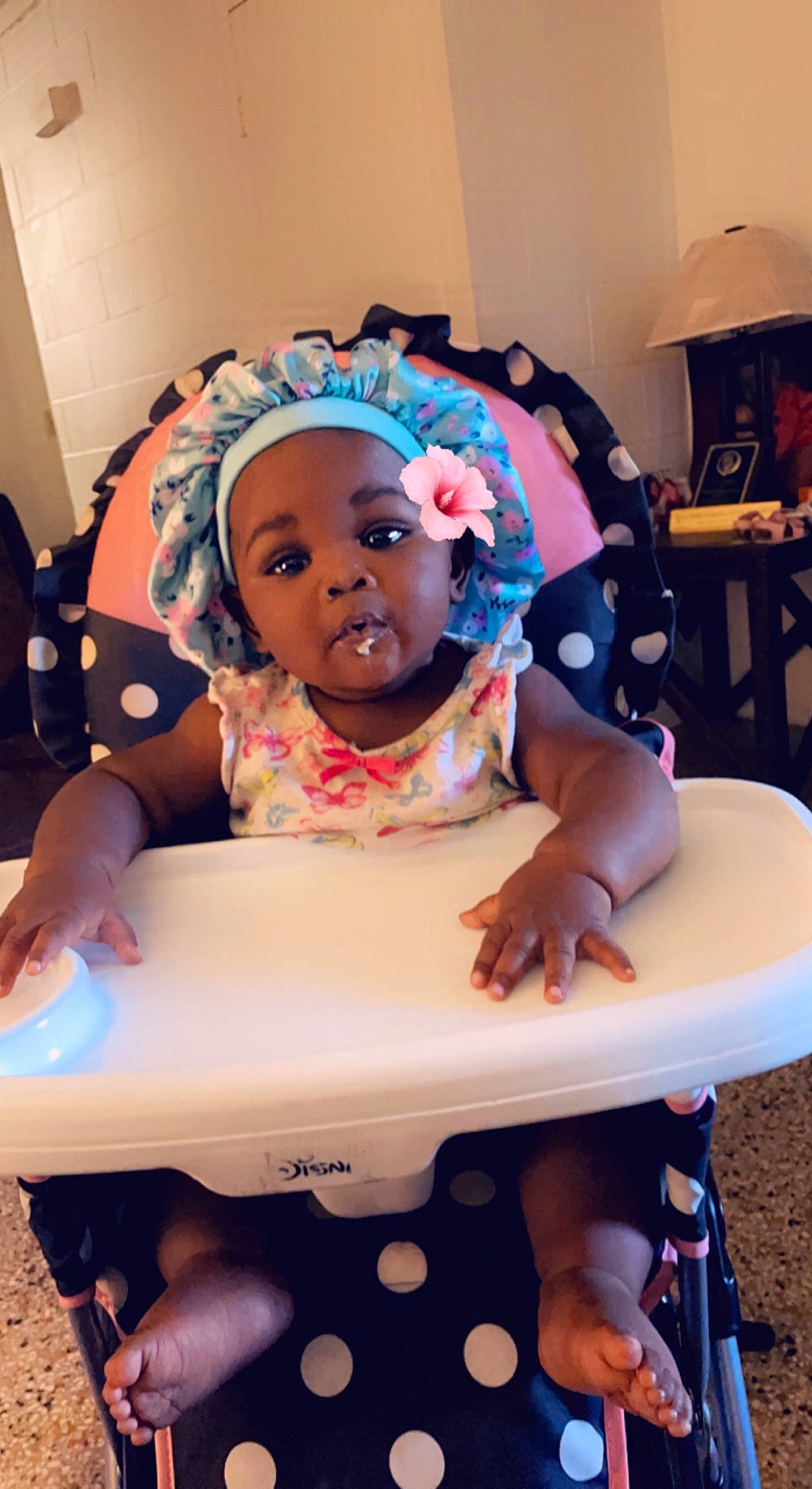 Malaysia is registered to the contest to win money with this photo: baby, baby_products, baby_toddler_clothing, blue, child, event, fun, happy, hat, headpiece, human, lamp, leisure, mouth, person, pink, purple, recreation, sitting, table