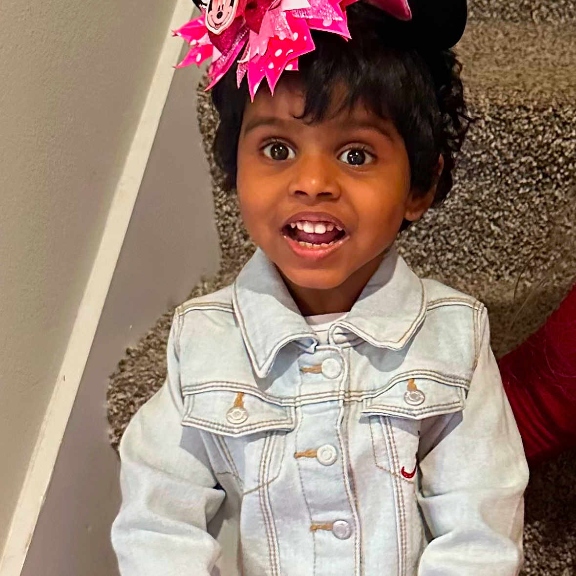 Shaila is registered to the contest to win money with this photo: baby, blackhair, bodypart, child, clothing, coat, dimples, face, female, girl, hair, happy, head, jacket, person, photography, portrait, shoulder, sleeve, smile