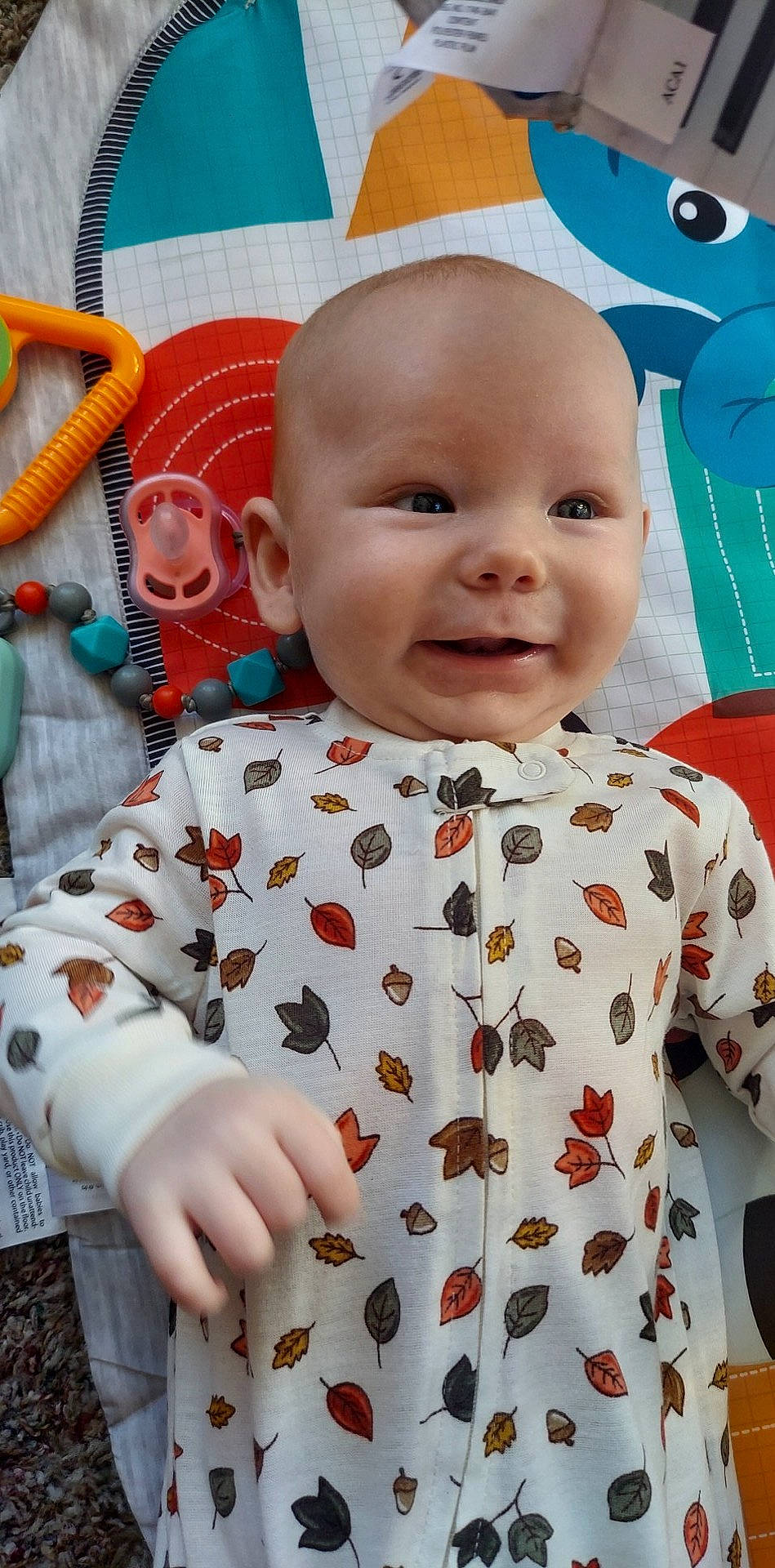 Allen joined the competition — help win amazing prizes! baby, baby_toddler_clothing, cheek, child, collar, eye, face, facial_expression, happy, head, organ, pattern, person, red, skin, sleeve, smile, t_shirt, textile, toddler