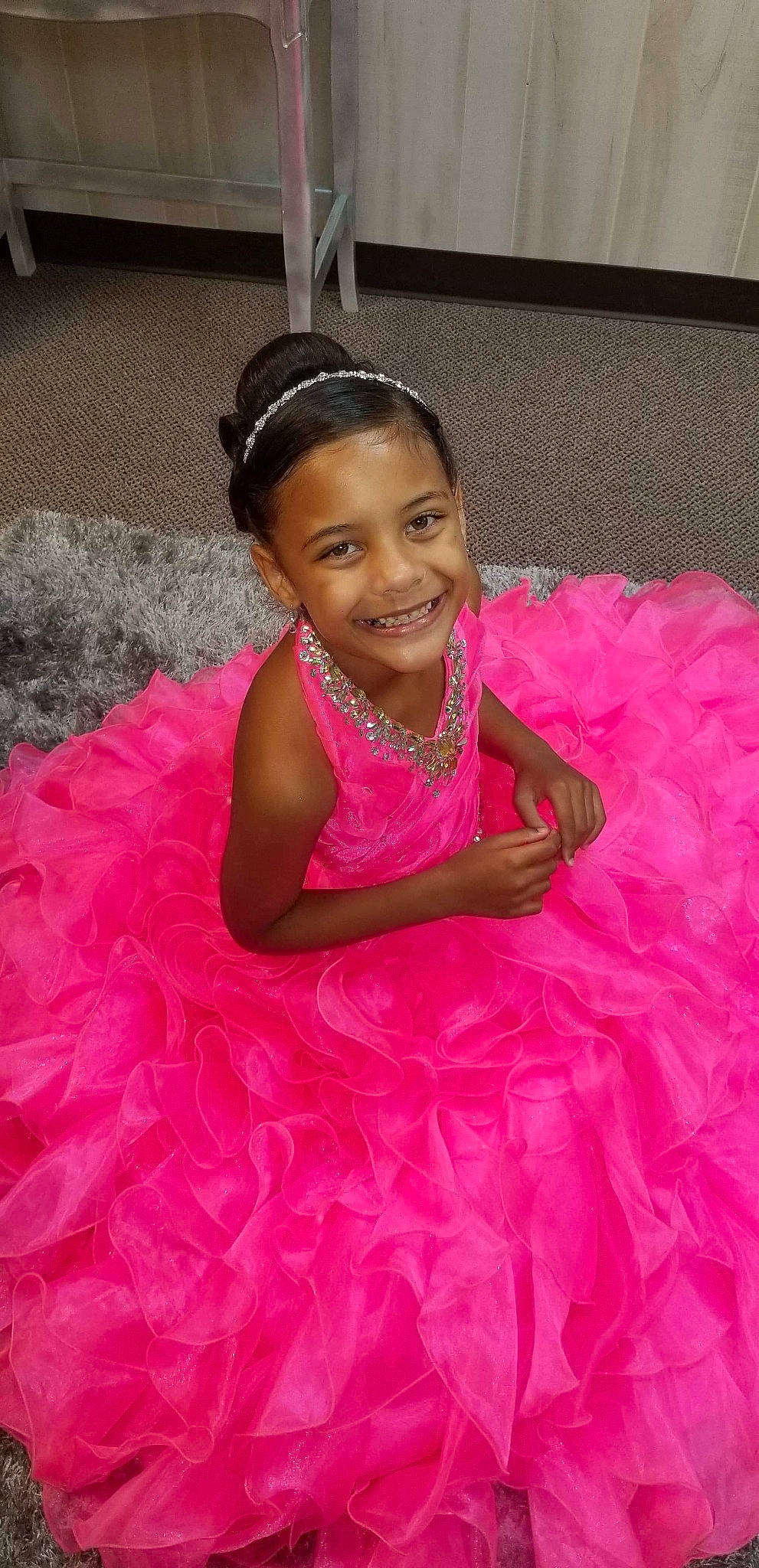 Quiana is registered to the contest to win money with this photo: ballet_tutu, child, costume, dress, joy, magenta, person, pink, quinceanera, smile, textile