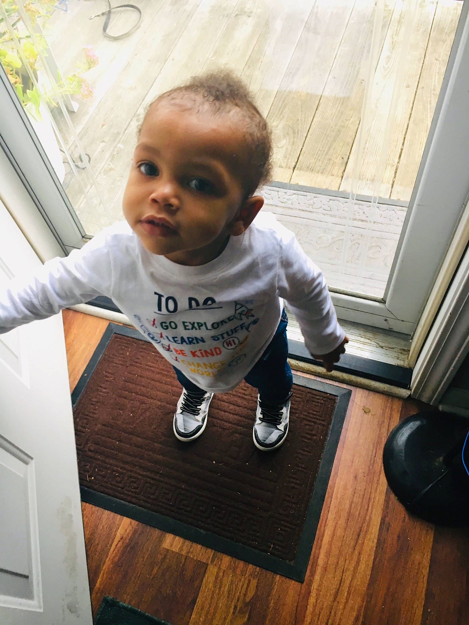 Stacey joined the competition — help win amazing prizes! child, cool, day, floor, flooring, fun, girl, person, product, sitting, smile, standing, toddler