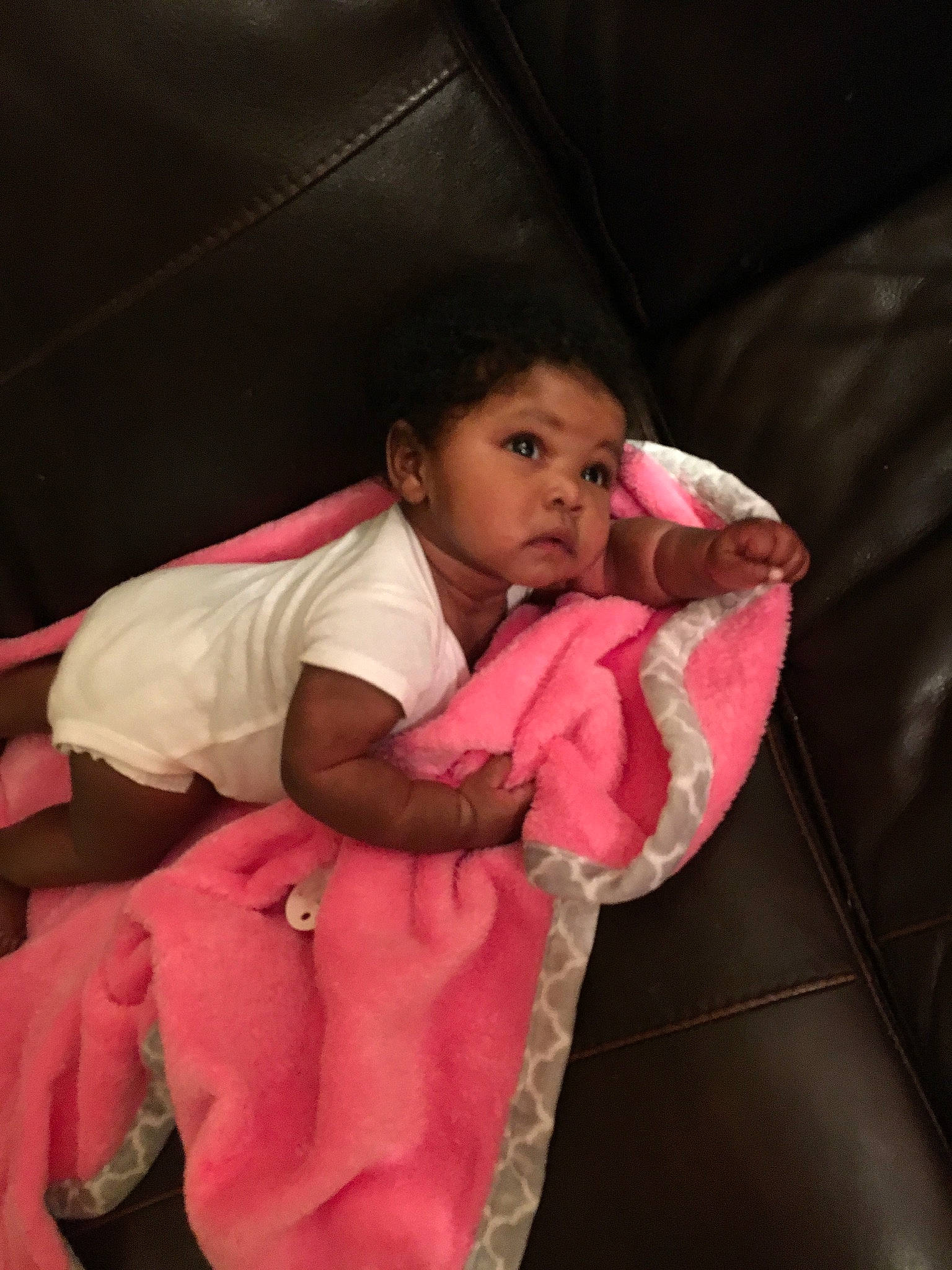 Sydnee is registered to the contest to win money with this photo: child, finger, fun, girl, hand, infant, mouth, person, pink, product, textile, toddler