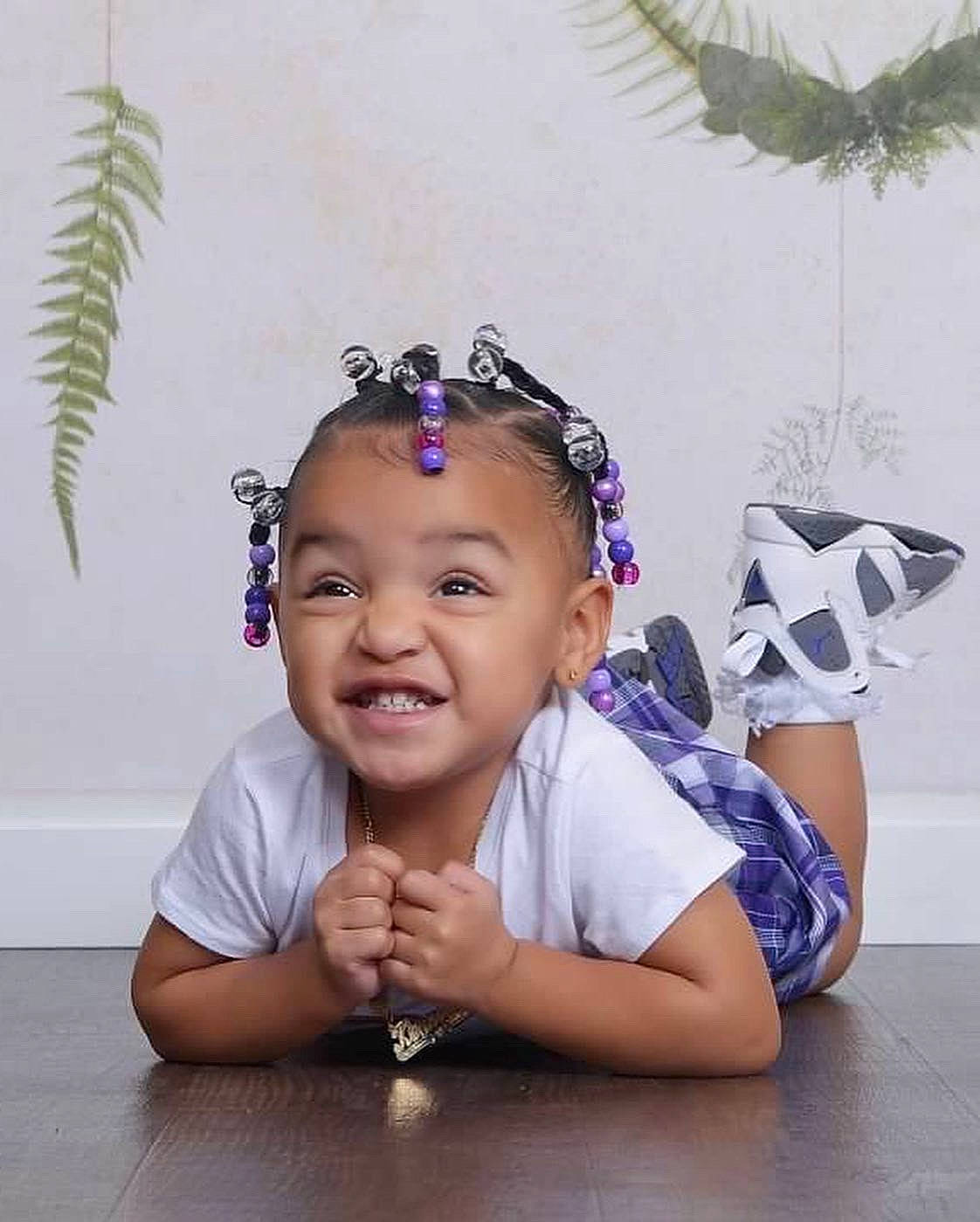 Kennedi joined the competition — help win amazing prizes! baby, baby_toddler_clothing, child, costume_hat, eyewear, fashion_accessory, flash_photography, fun, happy, headband, headgear, headpiece, iris, jewellery, magenta, necklace, person, purple, smile, toddler