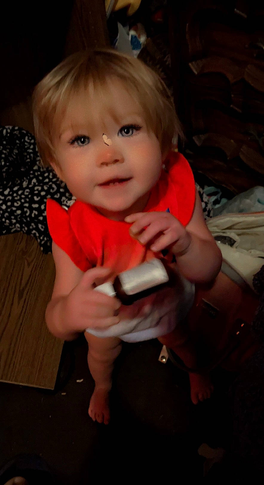 Paisley joined the competition — help win amazing prizes! baby, baby_toddler_clothing, cheek, child, comfort, finger, flooring, gesture, hand, happy, lap, nail, nose, person, sitting, skin, sleeve, smile, thumb, toddler