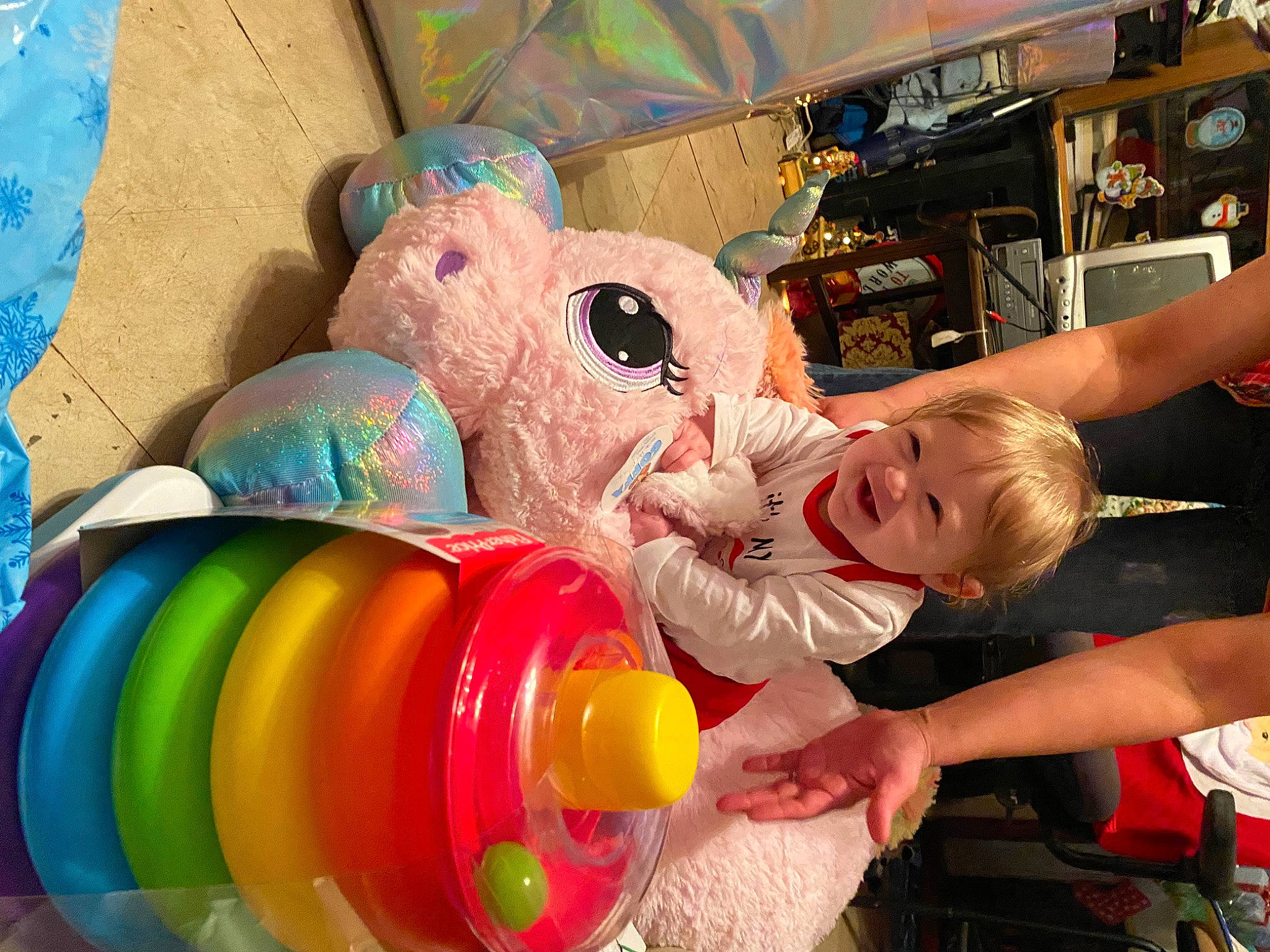 Paisley is registered to the contest to win money with this photo: baby, baby_toys, child, event, fun, games, happy, inflatable, leisure, party, party_supply, person, plastic, play, recreation, smile, stuffed_toy, t_shirt, toddler, toy
