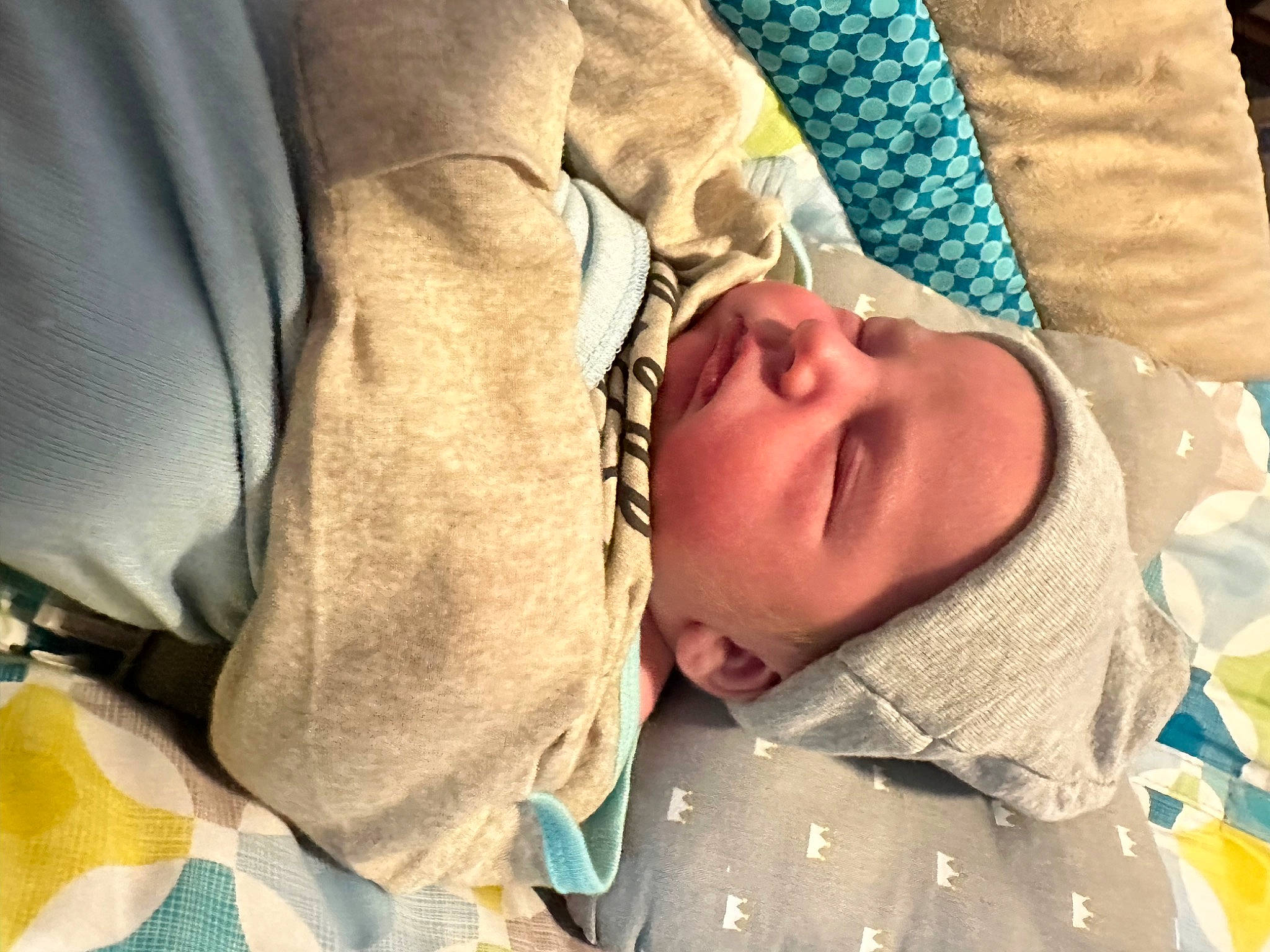 Bentley joined the competition — help win amazing prizes! baby, baby_sleeping, bedtime, blanket, child, comfort, headwear, linens, nap, pattern, person, sleep, sleeve, toddler