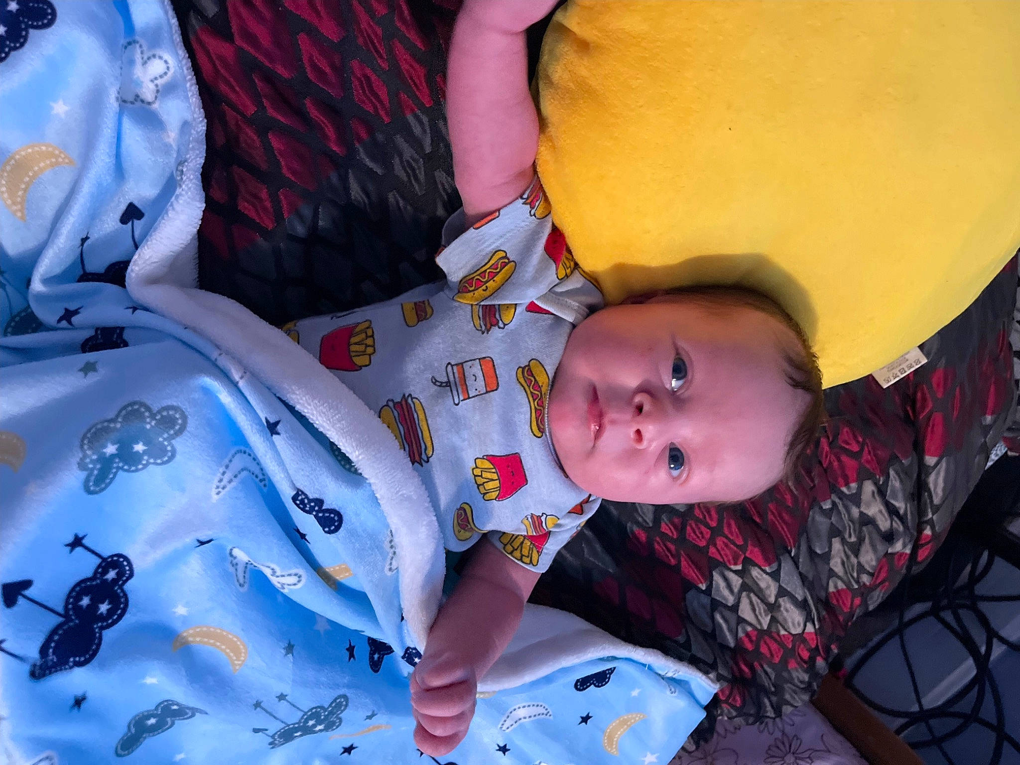 Diamond is registered to the contest to win money with this photo: baby, baby_products, baby_toddler_clothing, cheek, child, comfort, electric_blue, fun, happy, human_body, linens, mouth, pattern, person, product, purple, skin, sleeve, textile, toddler