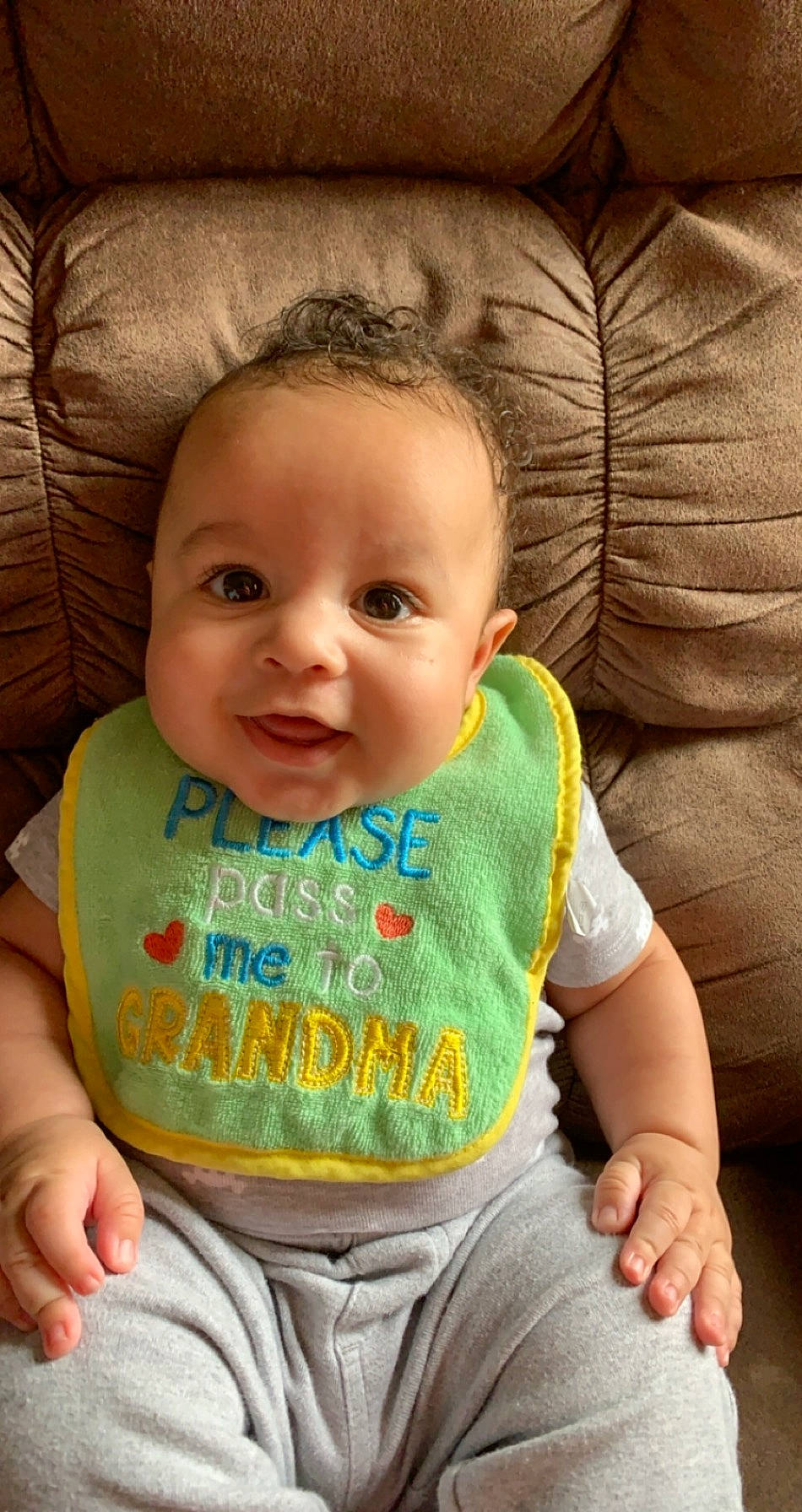 Damari joined the competition — help win amazing prizes! baby, baby_making_funny_faces, baby_toddler_clothing, cheek, child, face, facial_expression, lip, person, sitting, skin, sleeve, smile, toddler