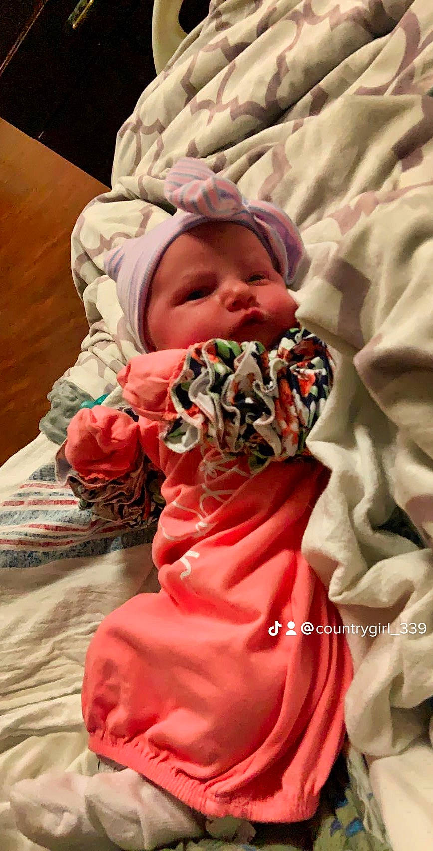 Oaklynn joined the competition — help win amazing prizes! baby, baby_products, baby_sleeping, baby_toddler_clothing, carmine, child, comfort, event, fashion_design, fur, linens, pattern, peach, person, petal, pink, scarf, sleeve, textile, toddler