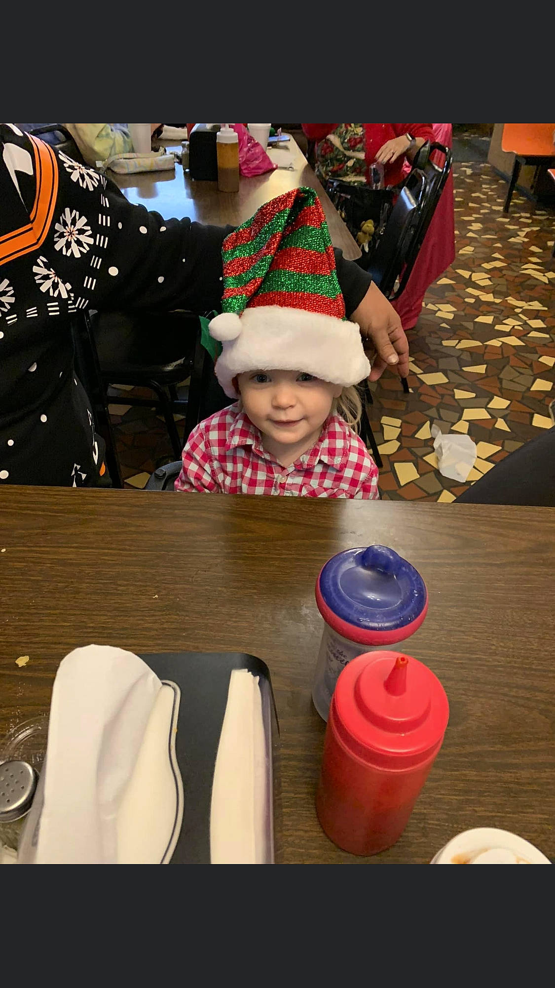 Lindsey joined the competition — help win amazing prizes! baby, carmine, chair, child, event, flooring, fun, happy, headgear, headwear, holiday, leisure, magenta, person, personal_protective_equipment, play, recreation, sitting, smile, toddler