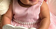 Nahara Rosario joined the competition — help win amazing prizes! 5_months, baby, bow, celebration, child, chubby_cheeks, couch, cute, girl, happy, headband, indoor, infant, pink_dress, portrait, ruffles, sign, sitting, smile, soft_lighting