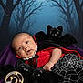 Liam is registered to the contest to win money with this photo: baby, infant, vampire_costume, plush_toys, bats, number_2_light, purple_blanket, spooky_background, full_moon, bare_trees, halloween_theme, costume, child, portrait, cute, lying_down, decor, holiday, holiday_photo, celebration