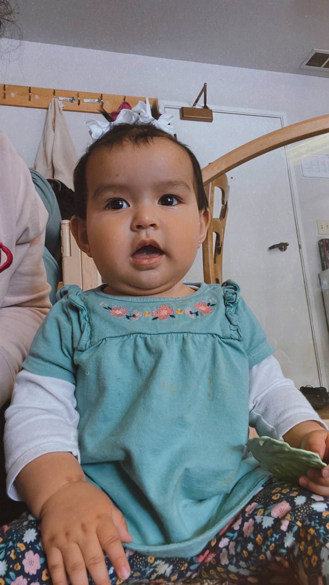 Abigail joined the competition — help win amazing prizes! baby, baby_toddler_clothing, cheek, child, chin, eye, facial_expression, fun, hairstyle, happy, leisure, person, room, sitting, skin, sleeve, smile, t_shirt, toddler, vacation