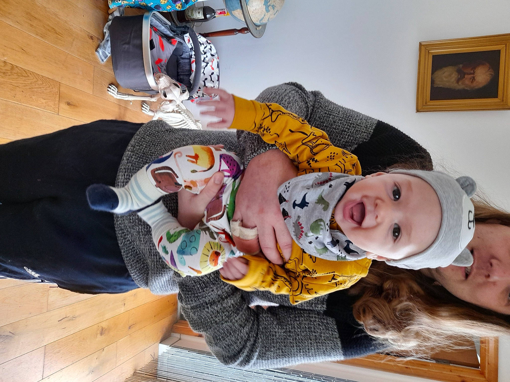 Albert joined the competition — help win amazing prizes! baby, baby_toddler_clothing, child, comfort, fun, happy, hat, headwear, person, picture_frame, room, sitting, smile, toddler