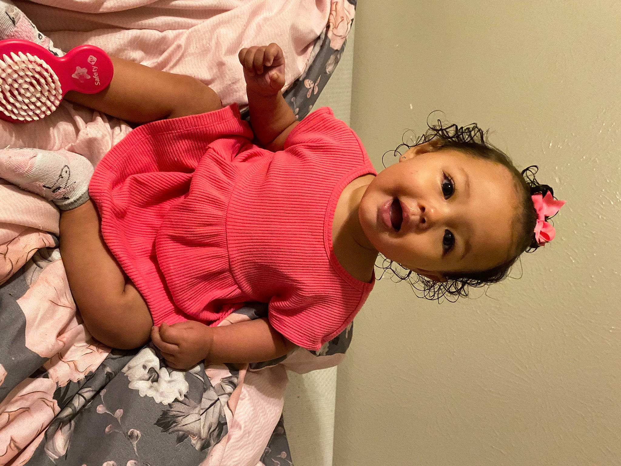 Riley joined the competition — help win amazing prizes! abdomen, child, dress, event, eyelash, flesh, fun, gesture, happy, human_leg, jewellery, mouth, nail, person, pink, red, sitting, skin, thigh, toddler