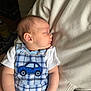Lenny joined the competition — help win amazing prizes! arms, baby, car_applique, child, closeup, clothing, cream_color, face, hand, indoor, infant, peaceful, person, plaid, profile, romper, sleeping, soft_lighting, sweater, white_shirt