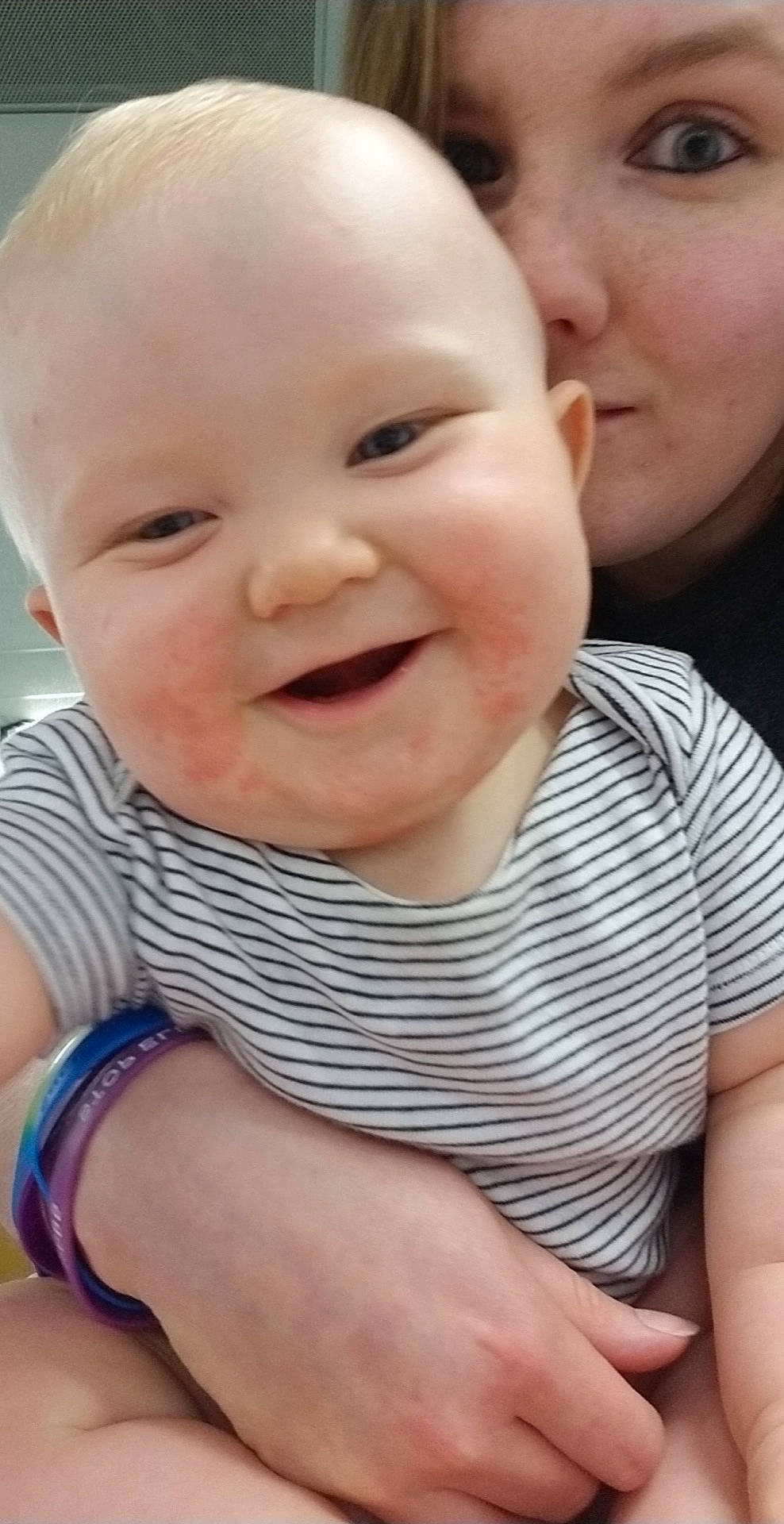 Colton joined the competition — help win amazing prizes! baby, baby_laughing, baby_making_funny_faces, cheek, child, chin, close_up, face, facial_expression, forehead, fun, happy, head, joy, laugh, lip, mouth, nose, person, skin
