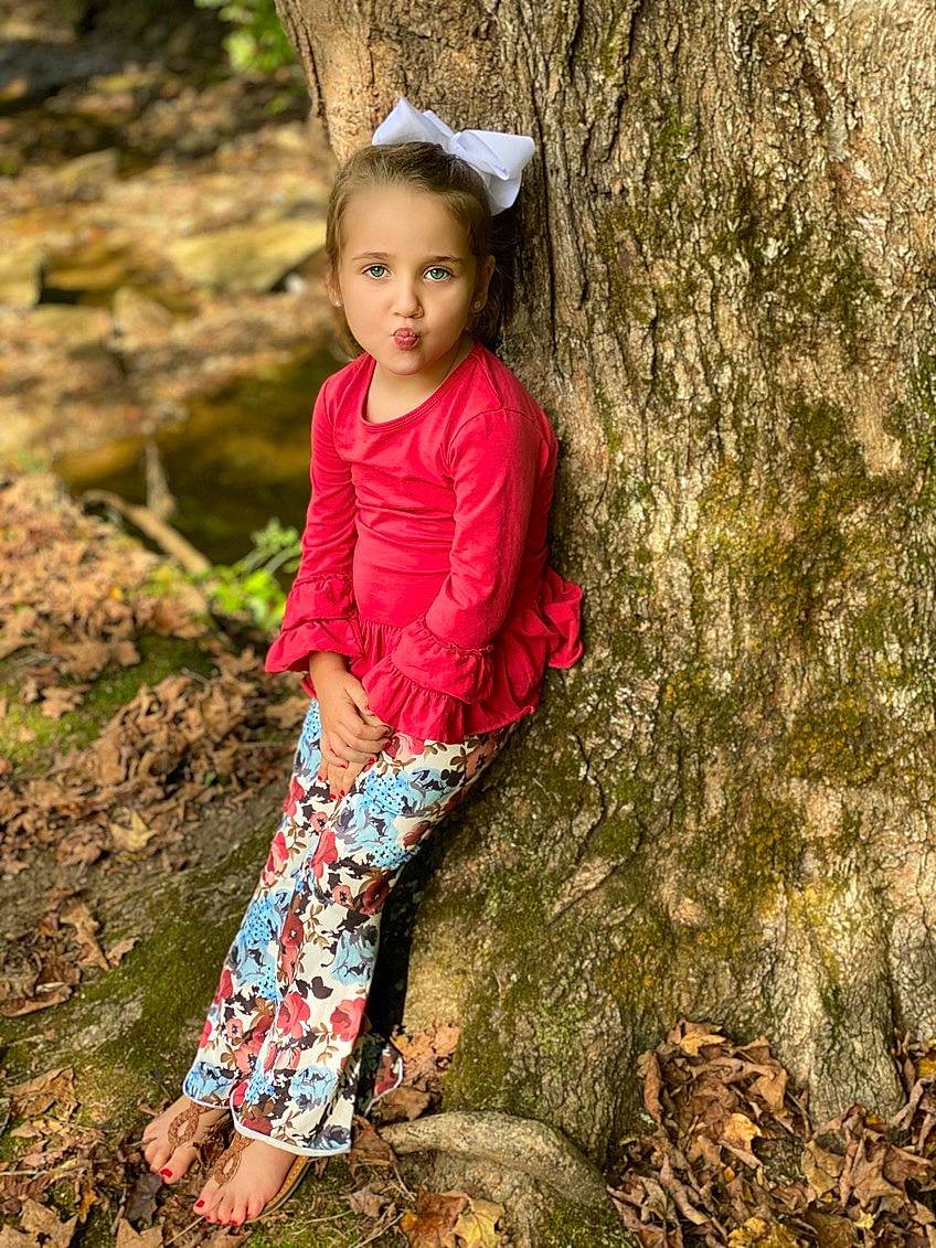 Ashlyn joined the competition — help win amazing prizes! branch, child, forest, grass, hair, hairstyle, happy, leaf, leisure, long_hair, people_in_nature, person, plant, standing, thigh, tree, trunk, waist, wood, woody_plant