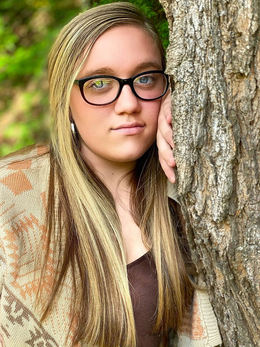 Kaleigh joined the competition — help win amazing prizes! eye, eyebrow, eyelash, eyewear, face, facial_expression, flash_photography, glasses, hair, hairstyle, head, leaf, lip, outerwear, people_in_nature, person, skin, smile, street_fashion, vision_care