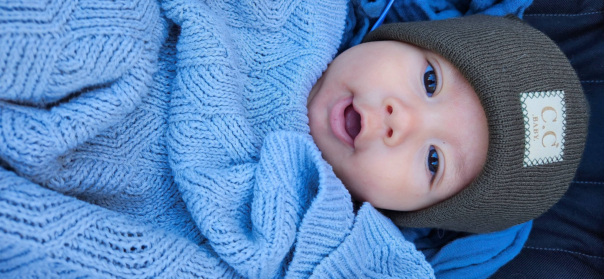 Jonathan joined the competition — help win amazing prizes! baby, baby_toddler_clothing, blue, cap, cheek, electric_blue, eye, eyelash, face, flash_photography, headwear, iris, knit_cap, lip, nose, organ, outerwear, person, skin, textile