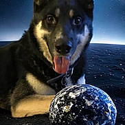 Jessy joined the competition — help win amazing prizes! animal, black_and_tan, closeup, collar, cosmic, dog, fantasy, fur, galaxy, imaginative, mammal, night_sky, outdoor, pet, planet_like_ball, playful, portrait, space, stars, tongue_out