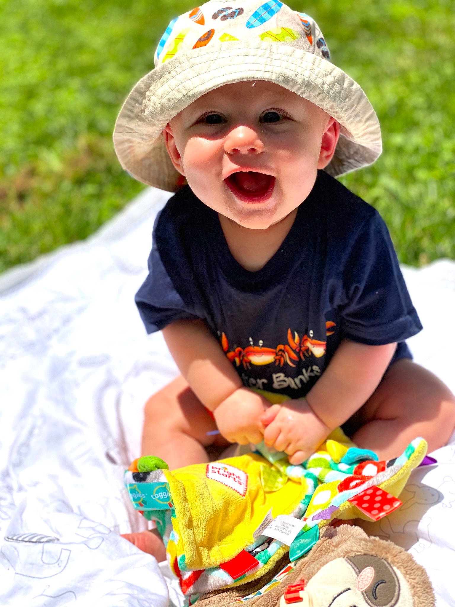 Ridge is registered to the contest to win money with this photo: baby, baby_toddler_clothing, child, headgear, headwear, person, play, toddler