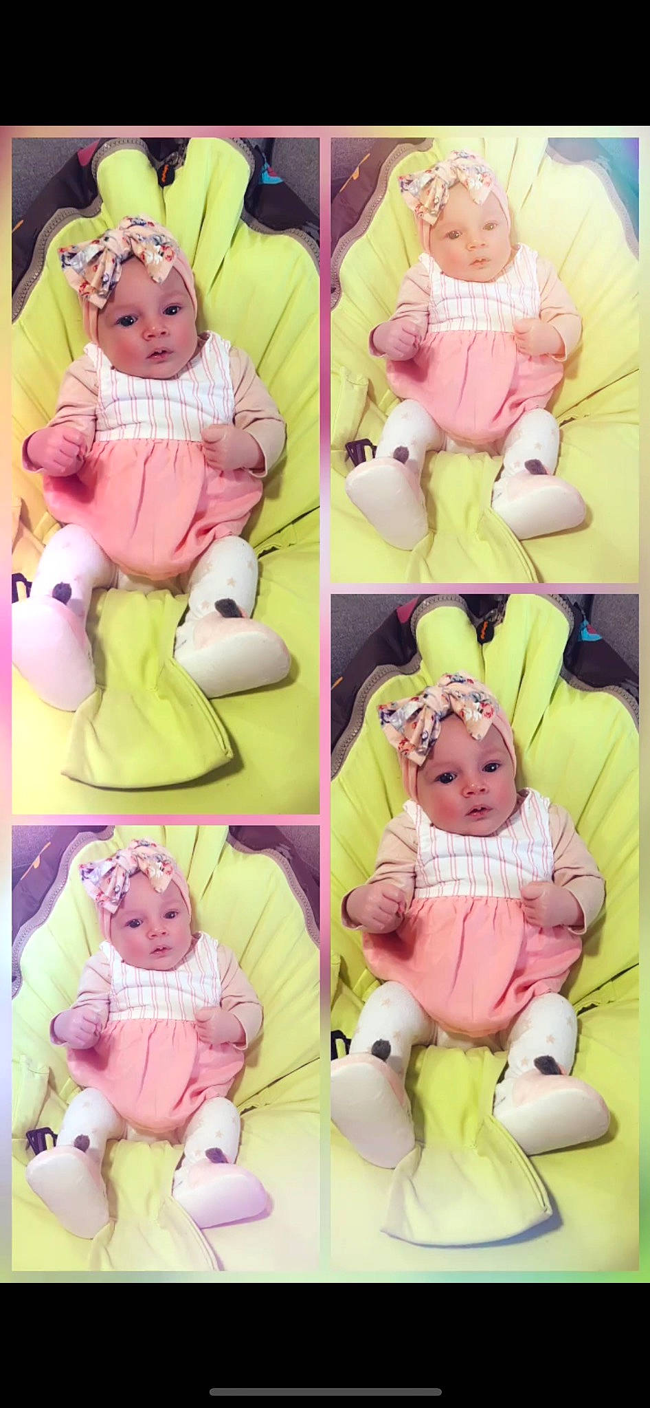 Maëlys a rejoint le concours — aidez-le/la à gagner de superbes lots ! baby, baby_toddler_clothing, child, comfort, facial_expression, green, happy, headwear, mammal, people, person, photograph, pink, product, purple, sleeve, snapshot, textile, toddler, vertebrate