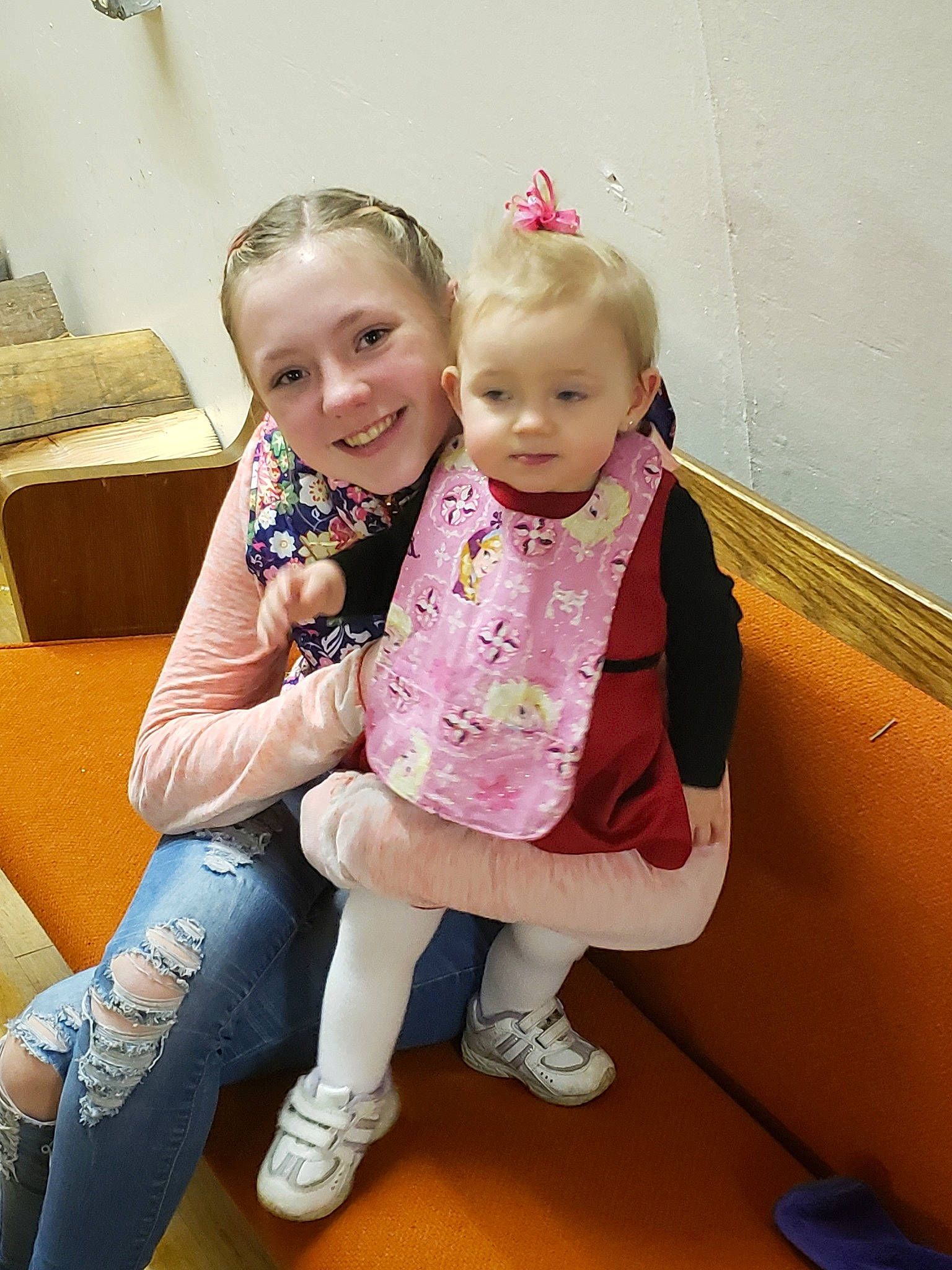 Kaitlynn joined the competition — help win amazing prizes! baby_products, child, daughter, day, fun, girl, happiness, infant, joy, mother, people, person, pink, product, sibling, sitting, skin, smile, standing, textile