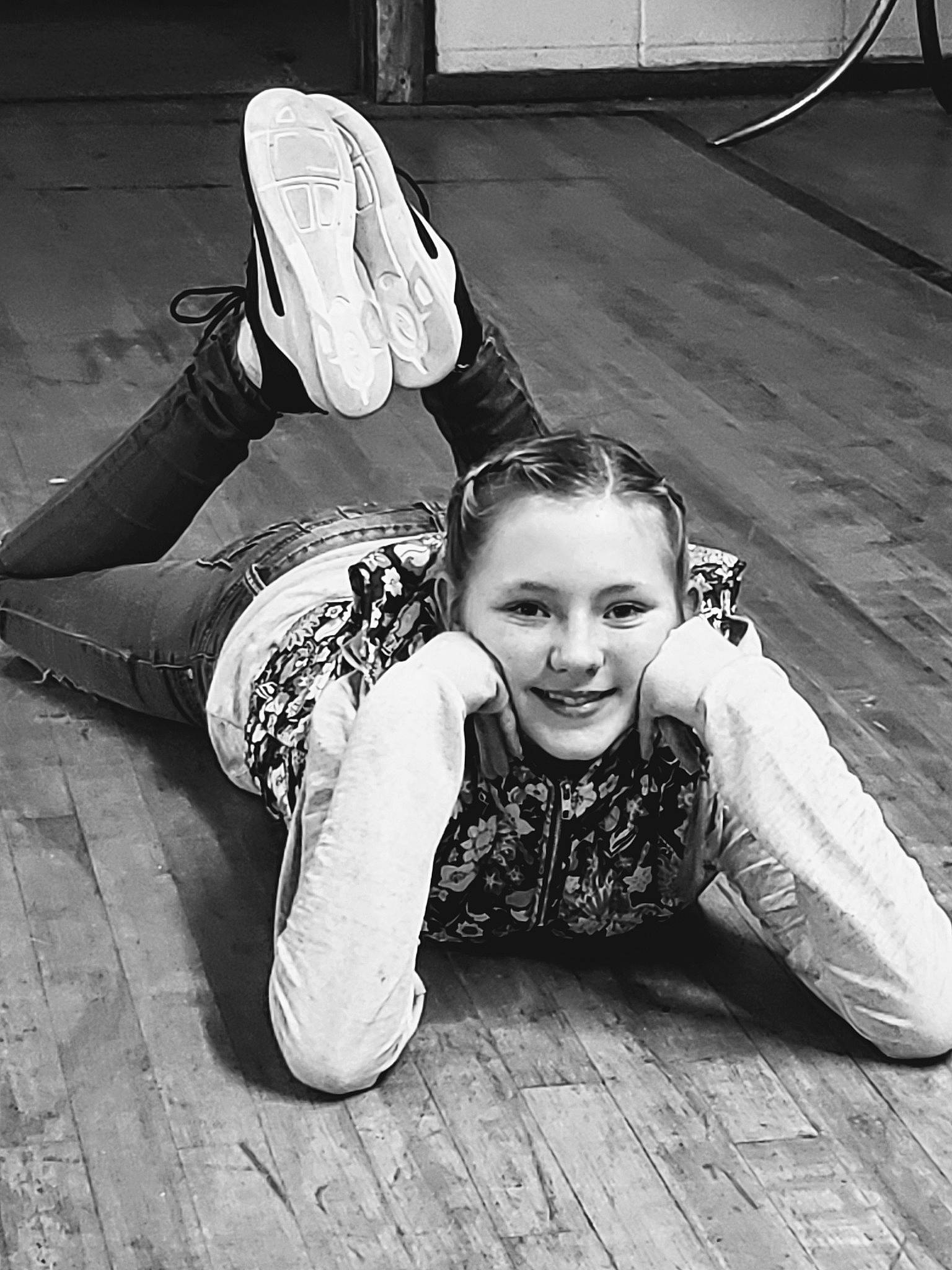 Kaitlynn is registered to the contest to win money with this photo: black, black_and_white, child, fun, girl, happiness, human_body, joint, joy, leg, monochrome, monochrome_photography, person, photograph, photography, portrait_photography, shoe, sitting, smile, snapshot