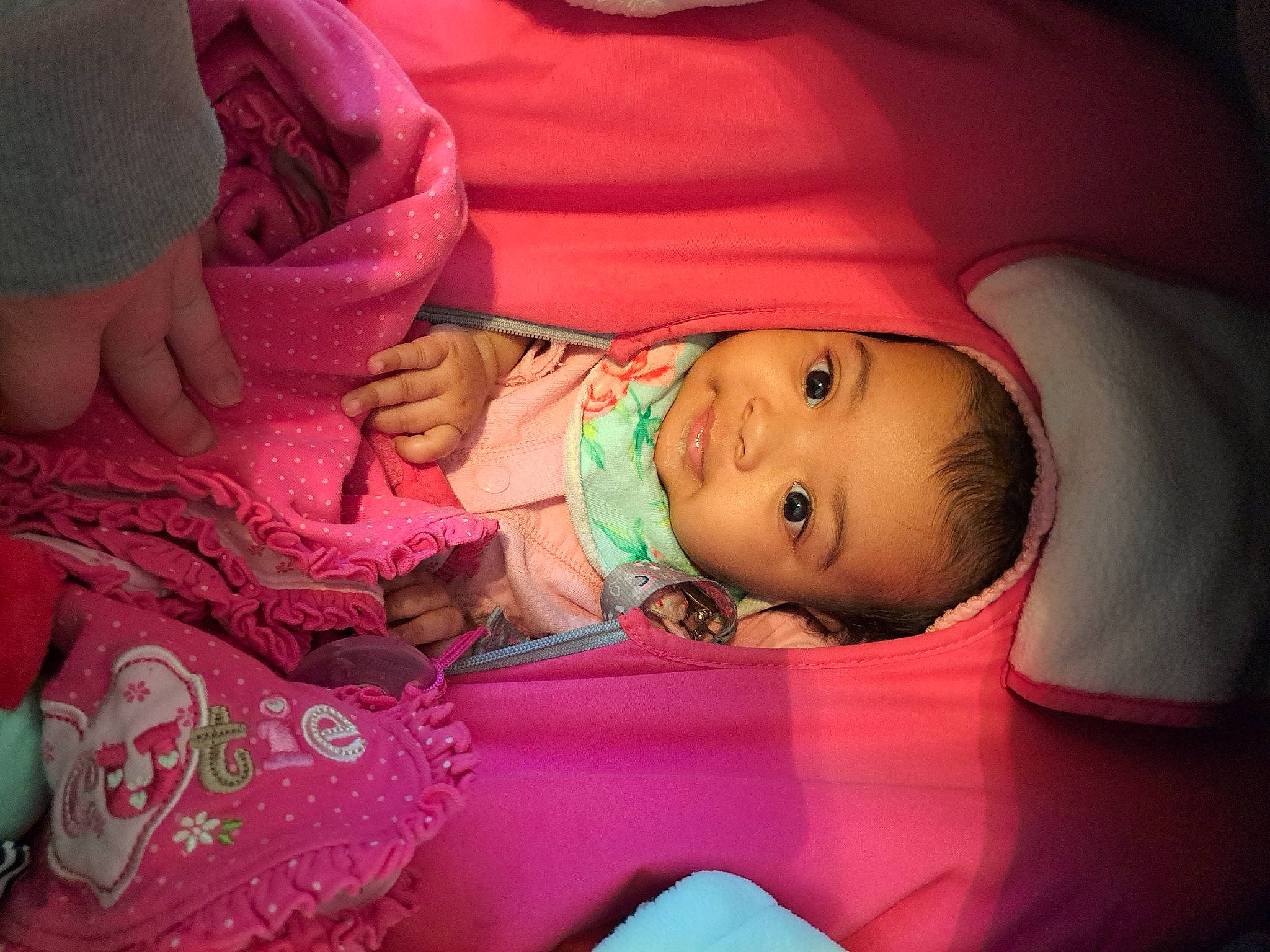 Laiyana joined the competition — help win amazing prizes! arm, baby, baby_toddler_clothing, cheek, comfort, eye, finger, hand, happy, head, human_body, lip, mouth, nose, person, pink, purple, skin, sleeve, smile