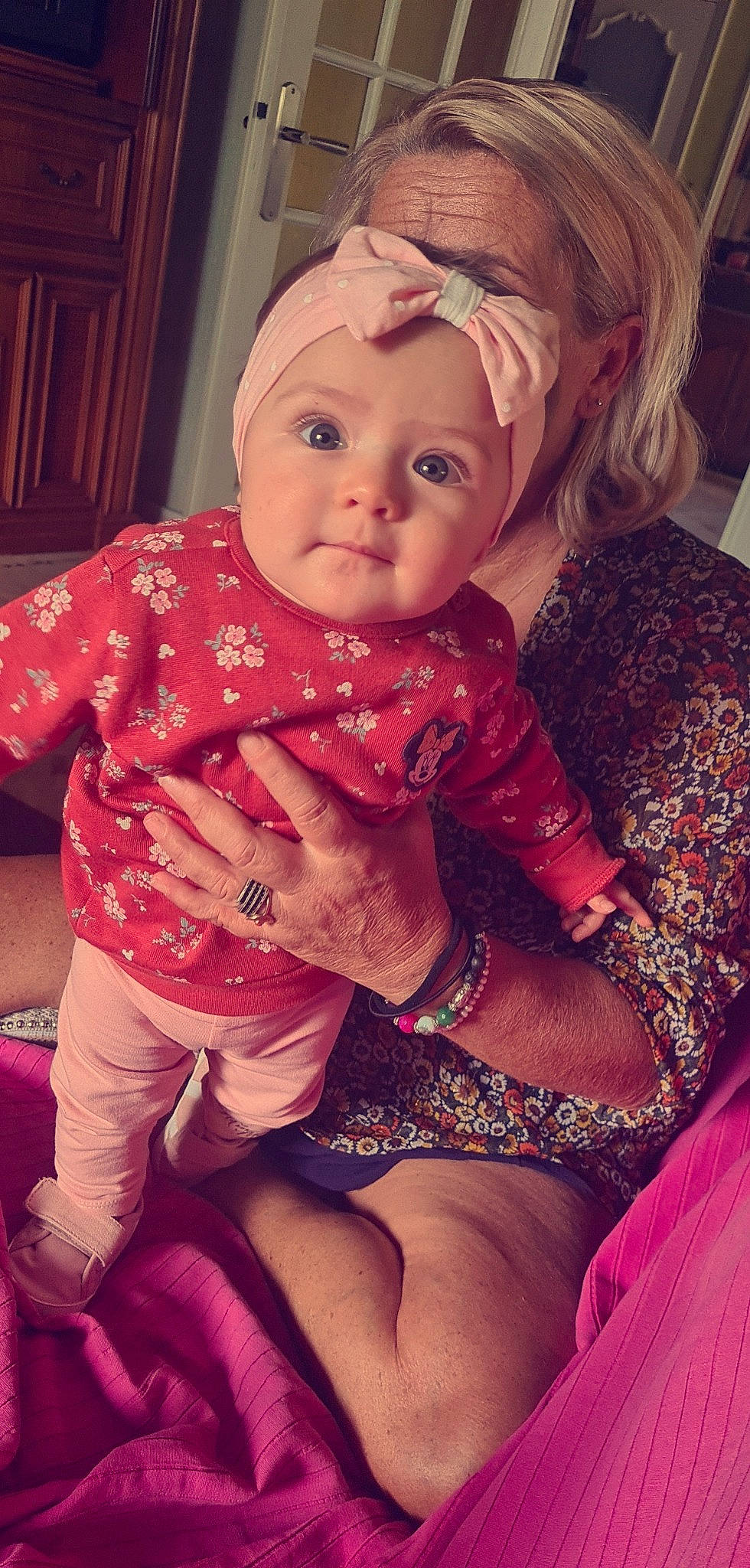 Lyah participe au concours pour gagner de l'argent avec cette photo : baby, blond, cheek, chest, child, eye, face, flesh, hand, head, headwear, leg, lip, person, pink, sitting, skin, thigh, toddler, trunk